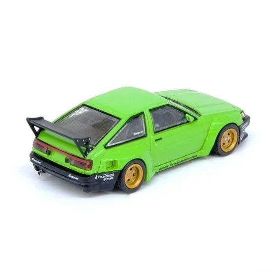 Premium scale diecast model car – Toyota AE86 Levin Pandem Rocket Bunny, 1:64 Scale (Green) Collectible