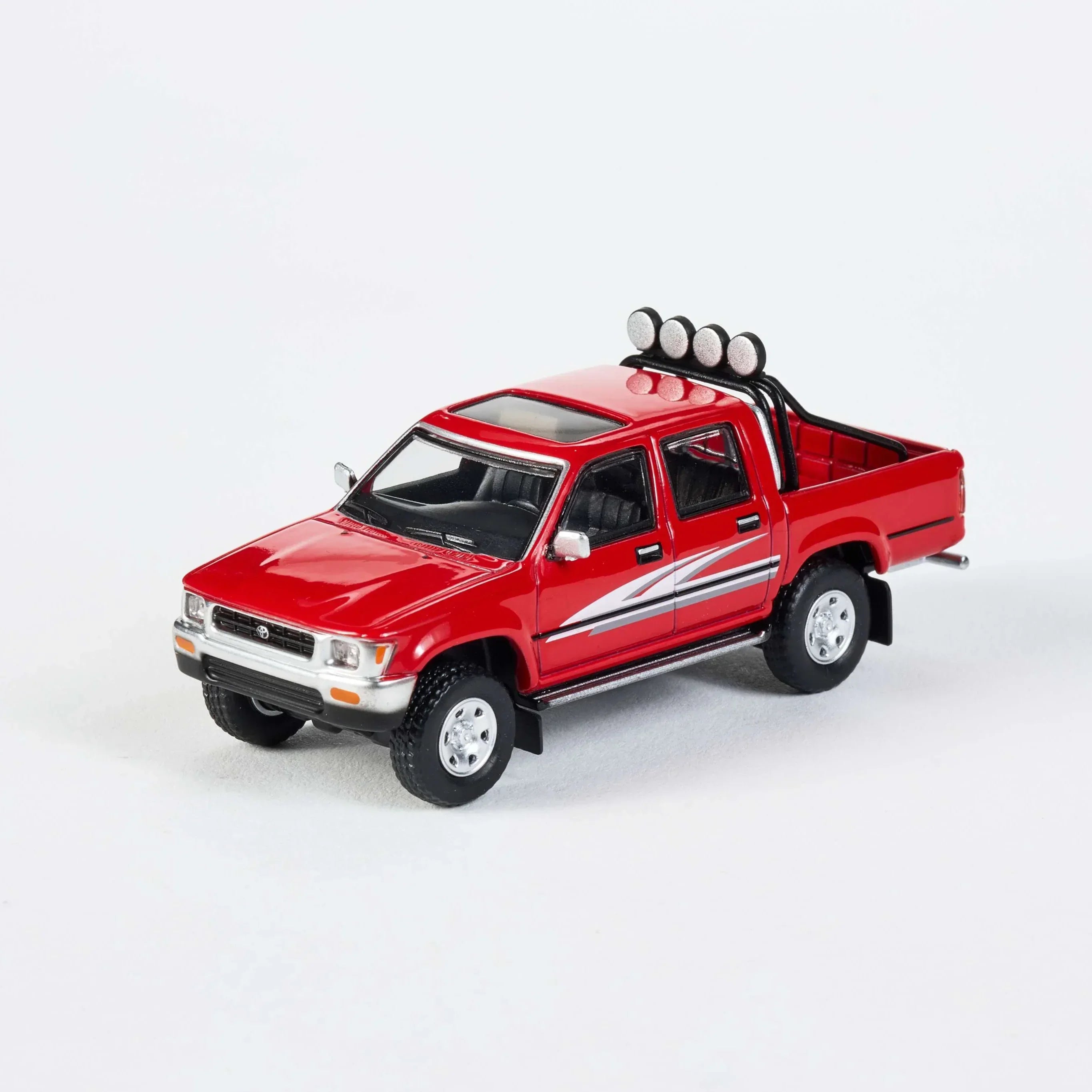 Premium scale diecast model car – Toyota Hilux Ln107 1994, 1:64 Scale (Red) Collectible