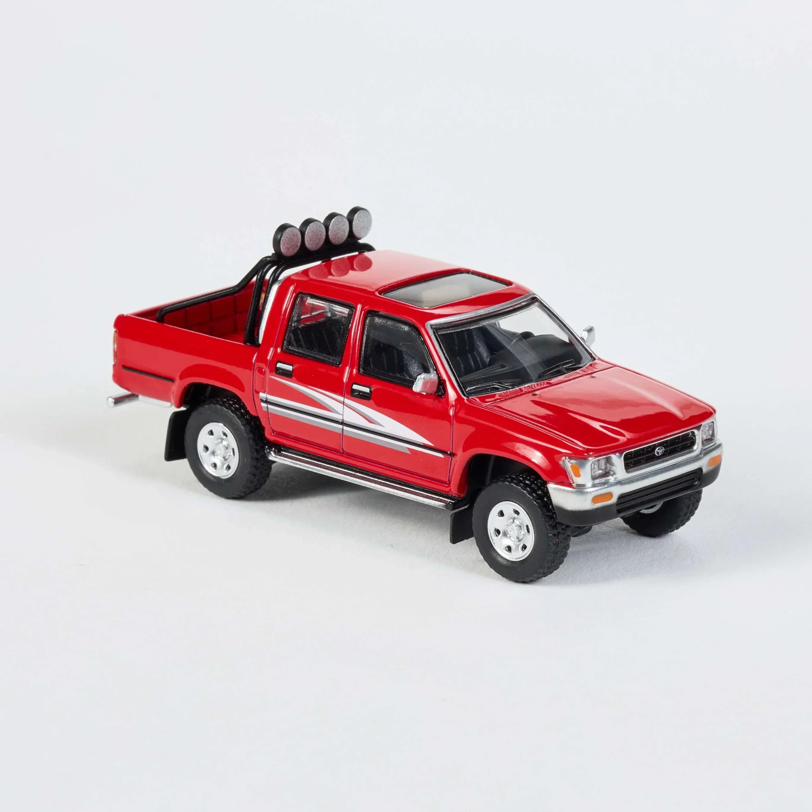 Premium scale diecast model car – Toyota Hilux Ln107 1994, 1:64 Scale (Red) Collectible