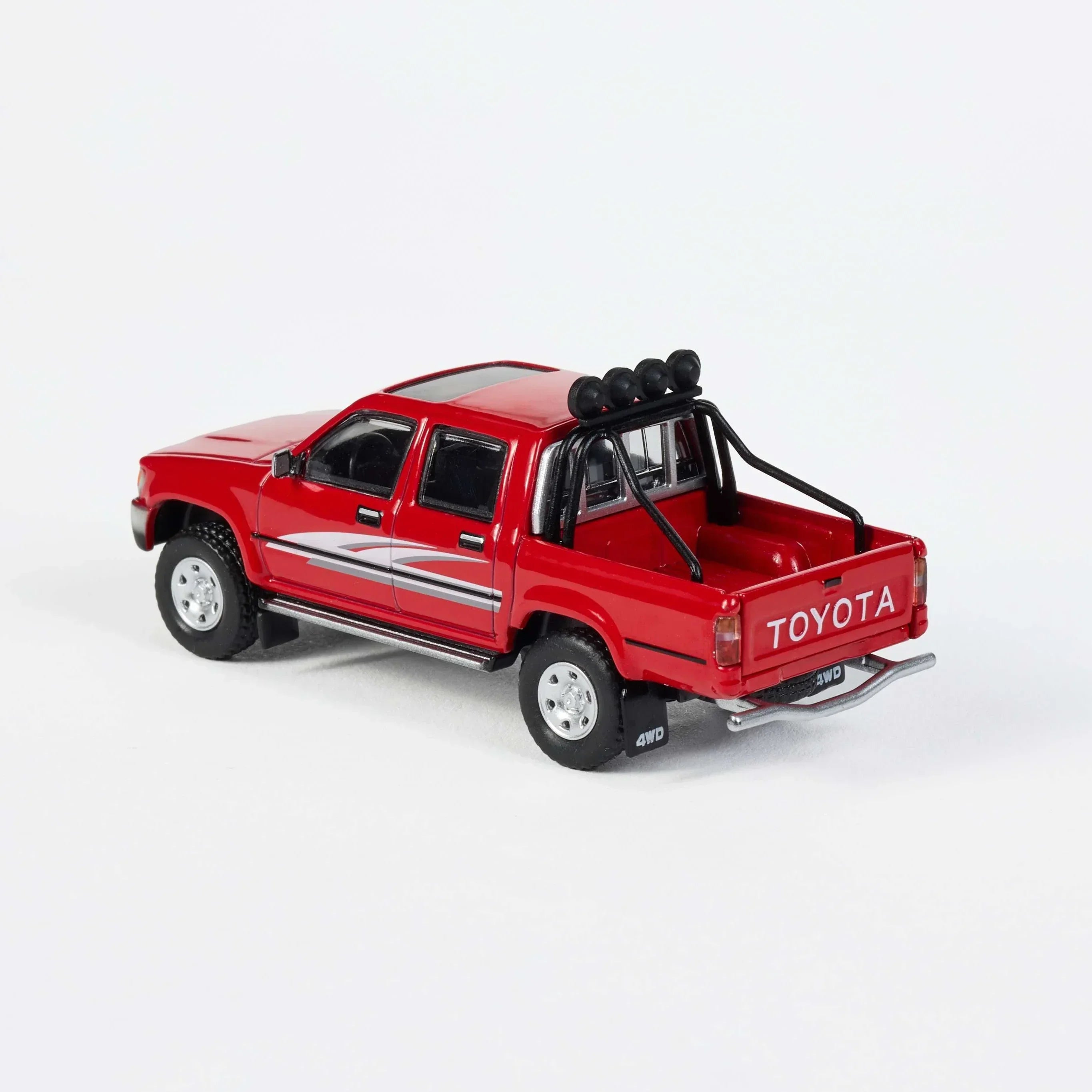 Premium scale diecast model car – Toyota Hilux Ln107 1994, 1:64 Scale (Red) Collectible