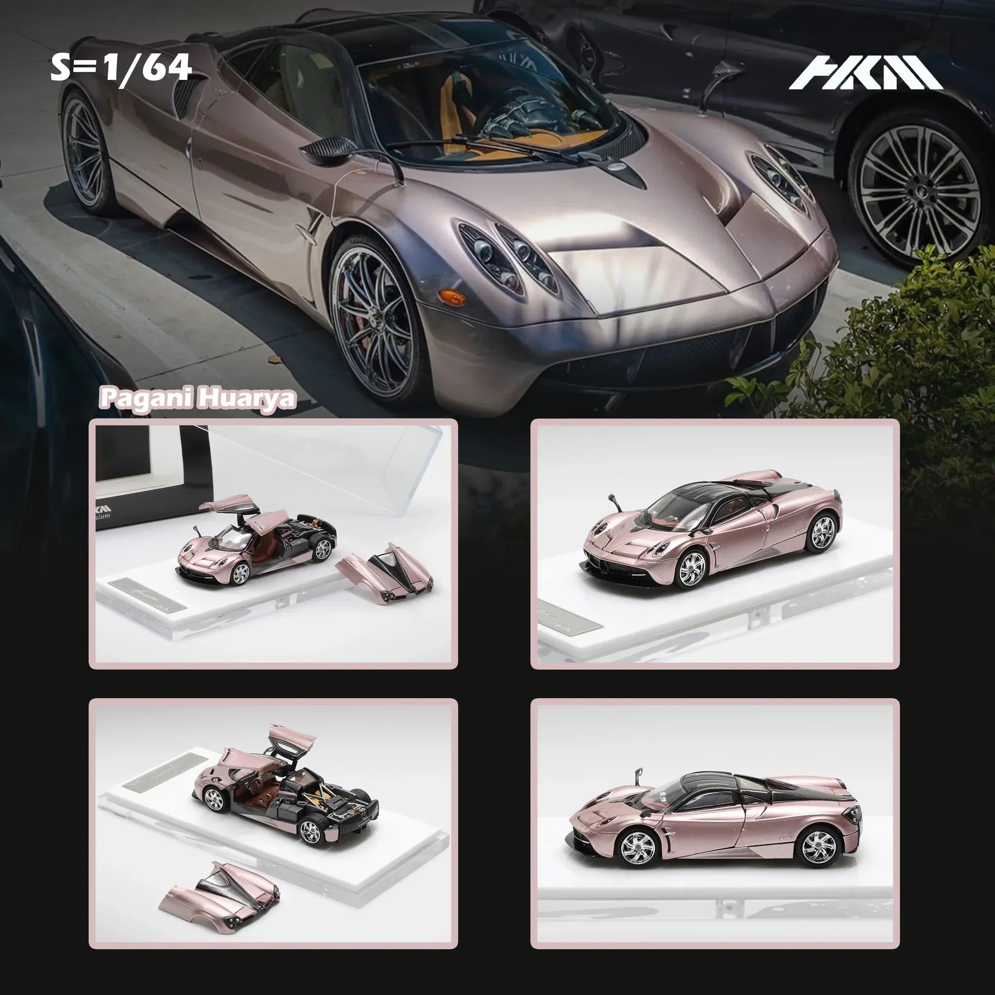 Premium scale diecast model car – Pagani Huayra Coupe, 1:64 Scale (Rose Gold) Collectible
