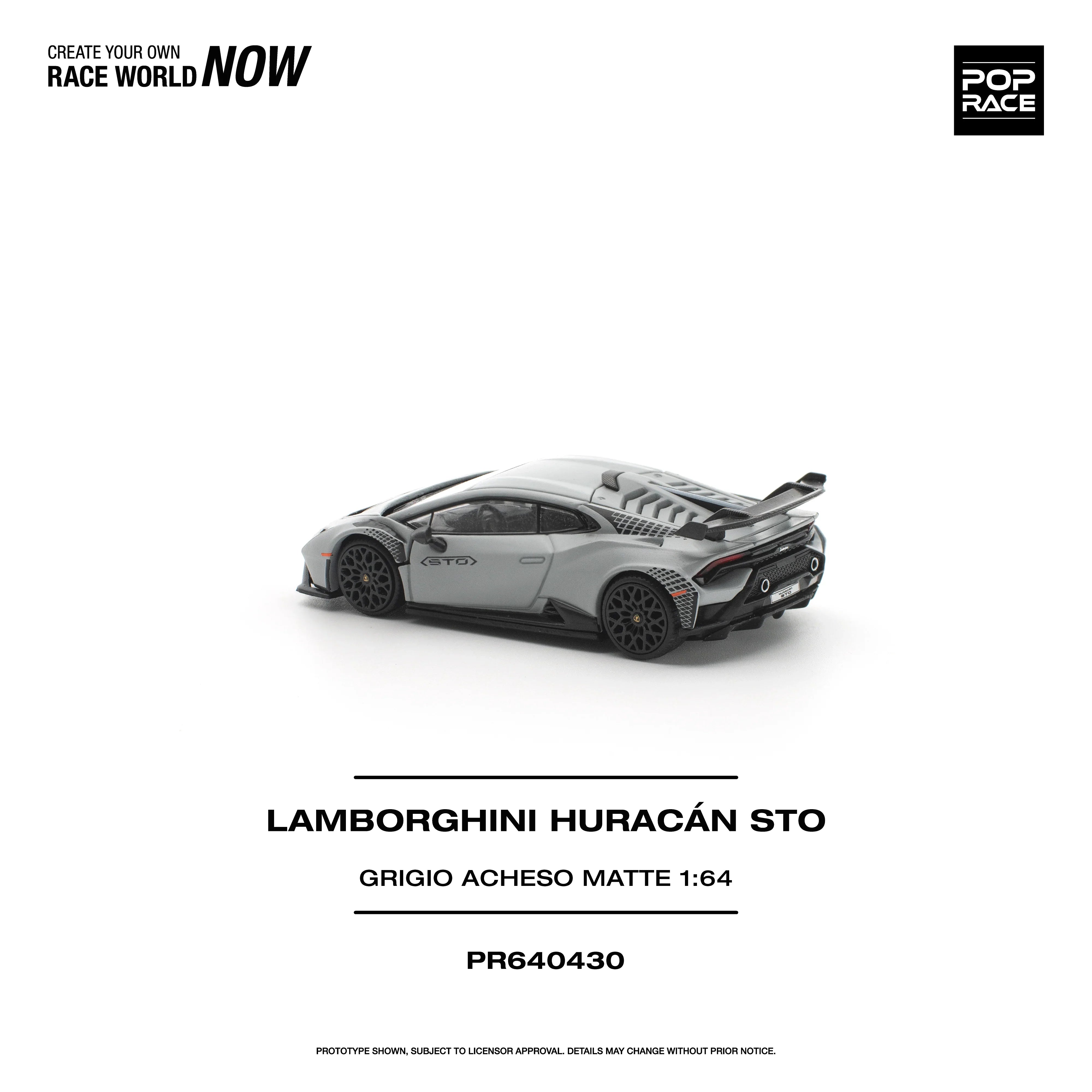 Premium scale diecast model car – *PRE-ORDER* Lamborghini Huracan STO Grigio Acheso, 1:64 Scale (Matte) Collectible