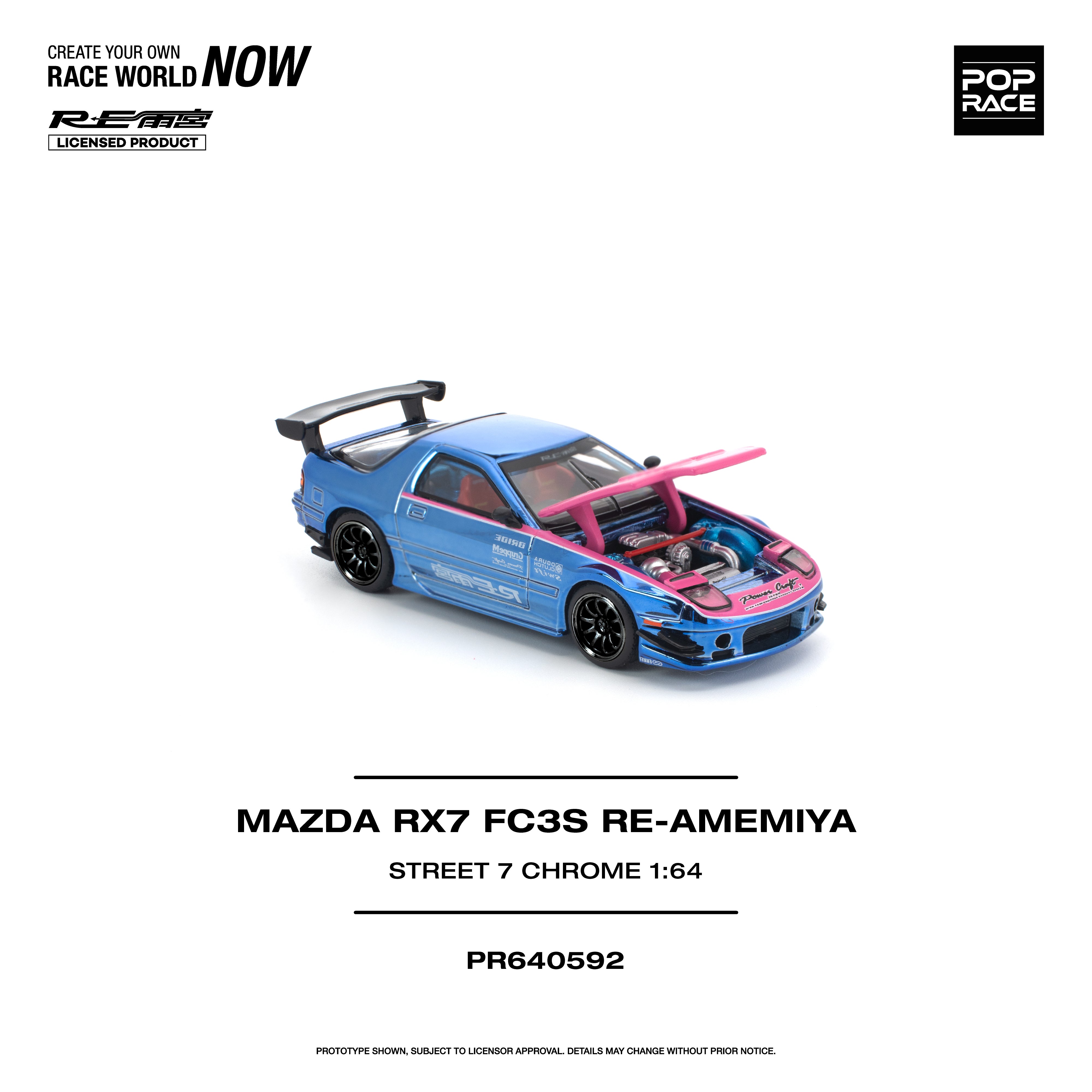 *PRE-ORDER* Mazda RX7 (FC3S) RE-AMEMIYA STREET7 CHROME, 1:64 Scale