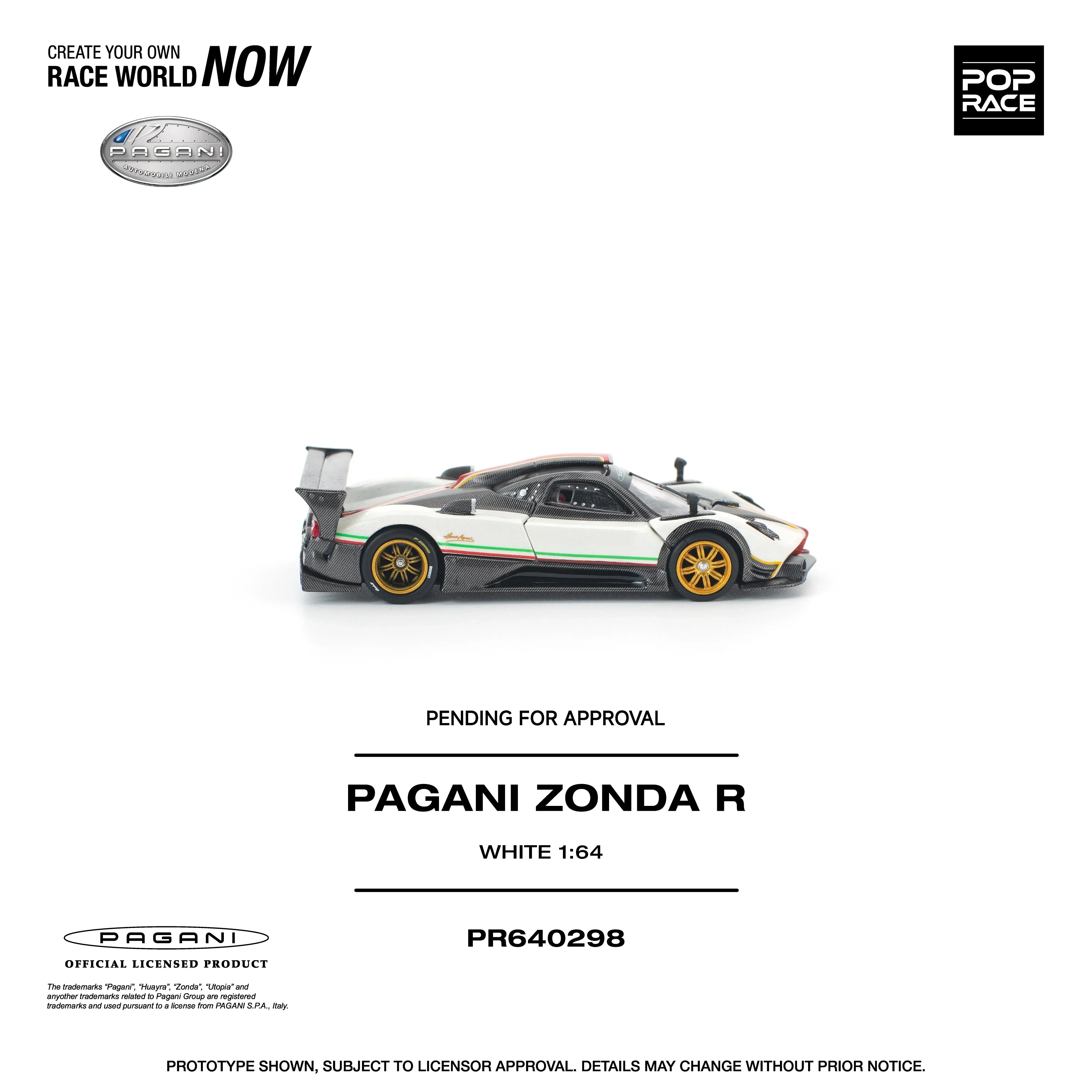 Premium scale diecast model car – *PRE-ORDER* Pagani Zonda R, 1:64 Scale (White) Collectible