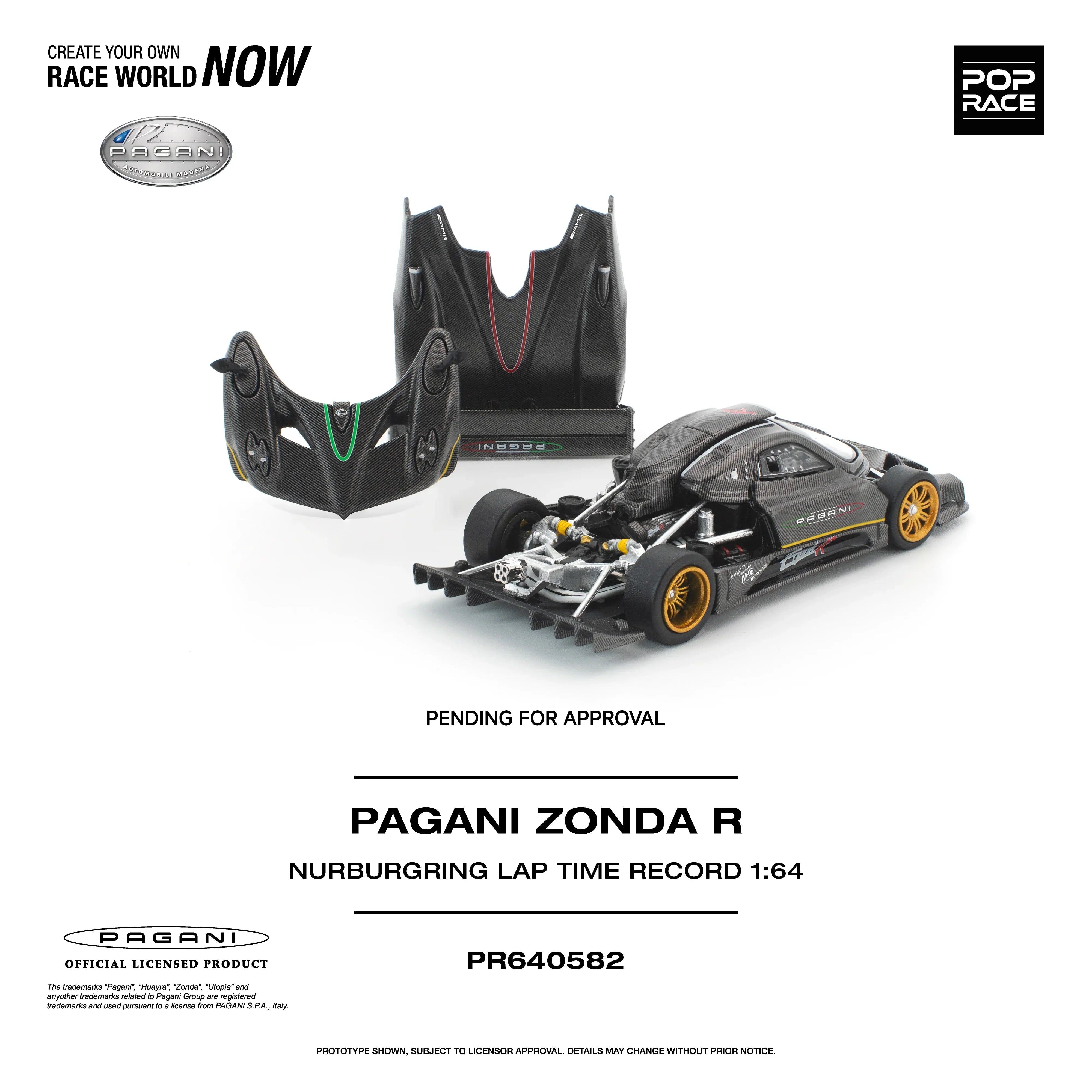 Premium scale diecast model car – *PRE-ORDER* Pagani Zonda R Nurburgring LAP Time Record, 1:64 Scale Collectible
