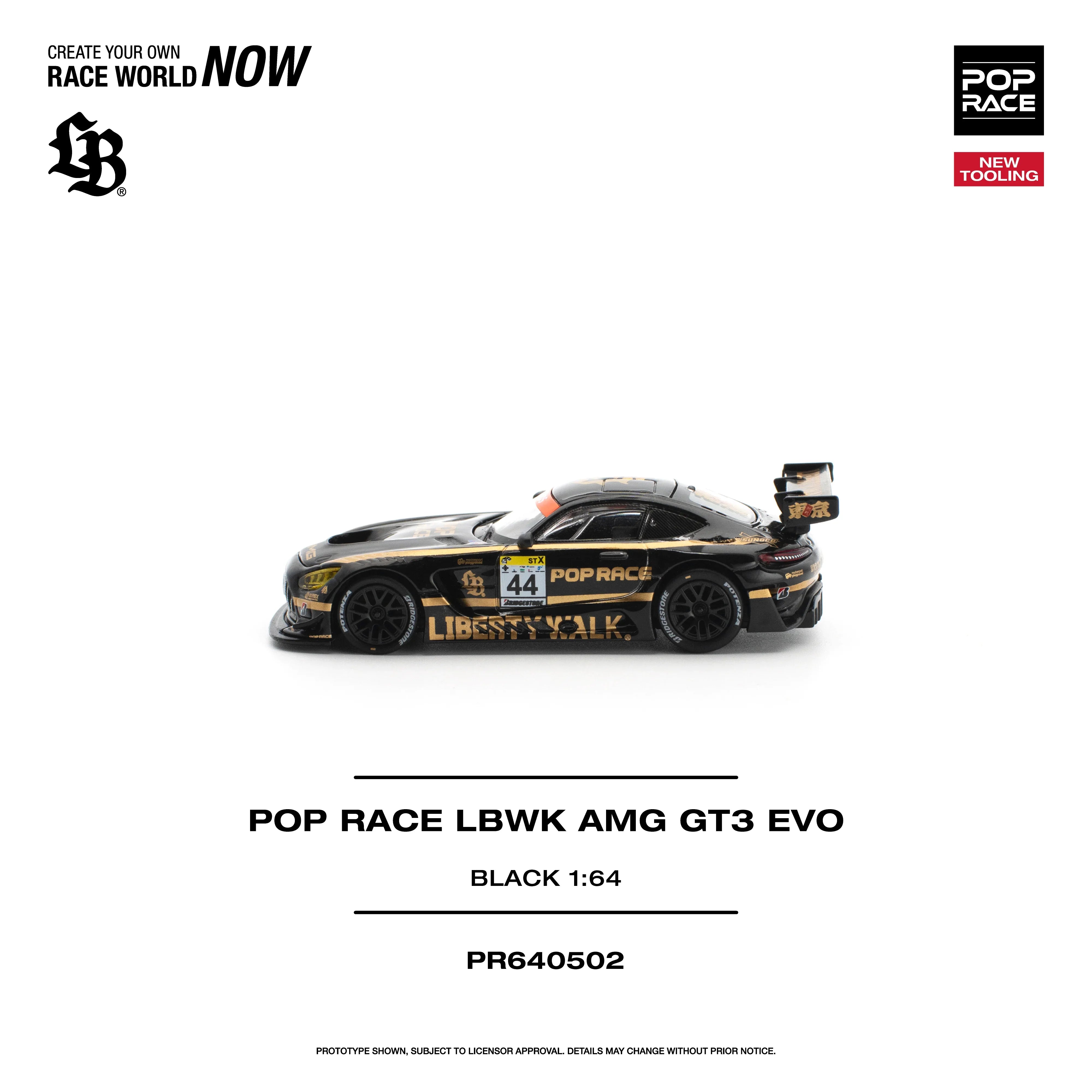 Premium scale diecast model car – *PRE-ORDER* LBWK AMG GT3 EVO, 1:64 Scale (Black) Collectible