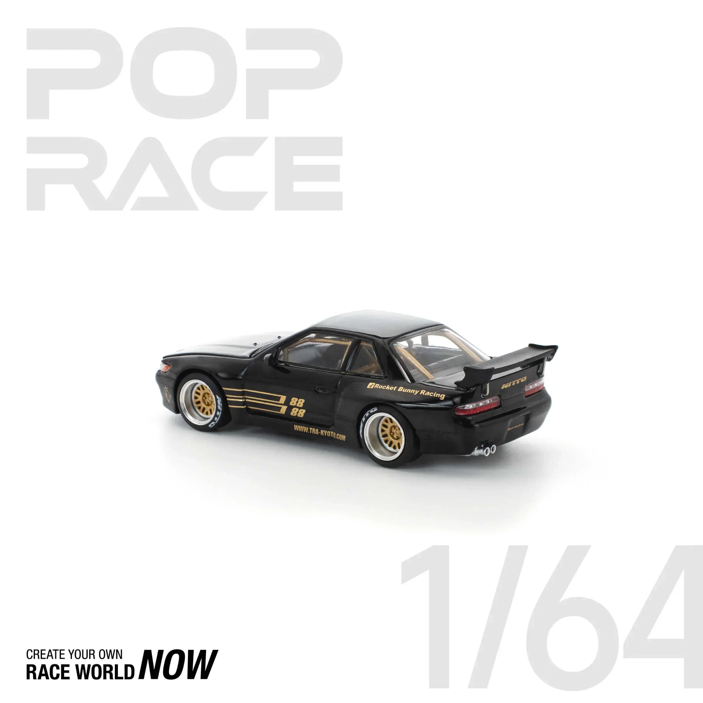 Premium scale diecast model car – Pandem S13, 1:64 Scale (Black) Collectible