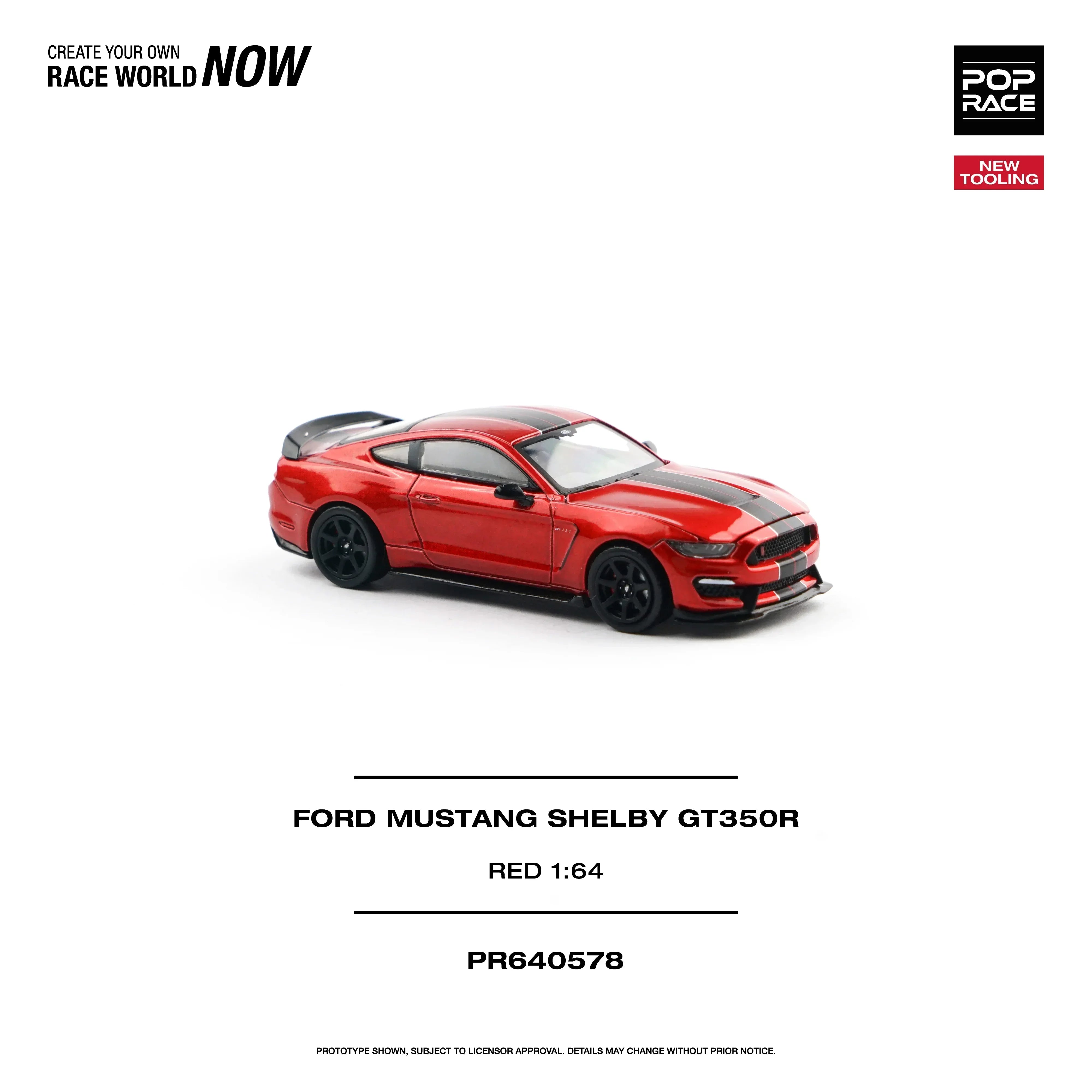 Premium scale diecast model car – *PRE-ORDER* Ford Mustang Shelby GT350R Race, 1:64 Scale (Red) Collectible