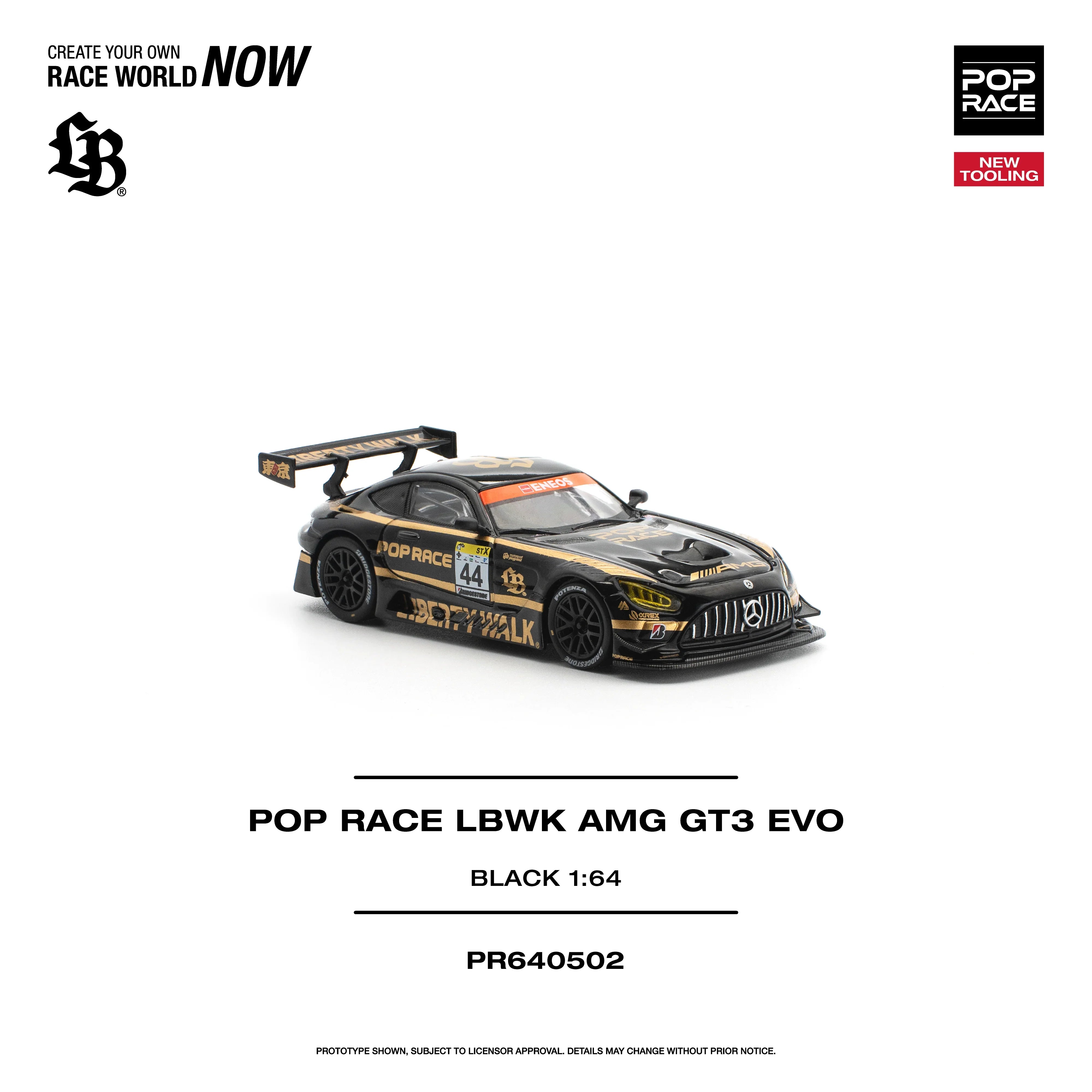 Premium scale diecast model car – *PRE-ORDER* LBWK AMG GT3 EVO, 1:64 Scale (Black) Collectible