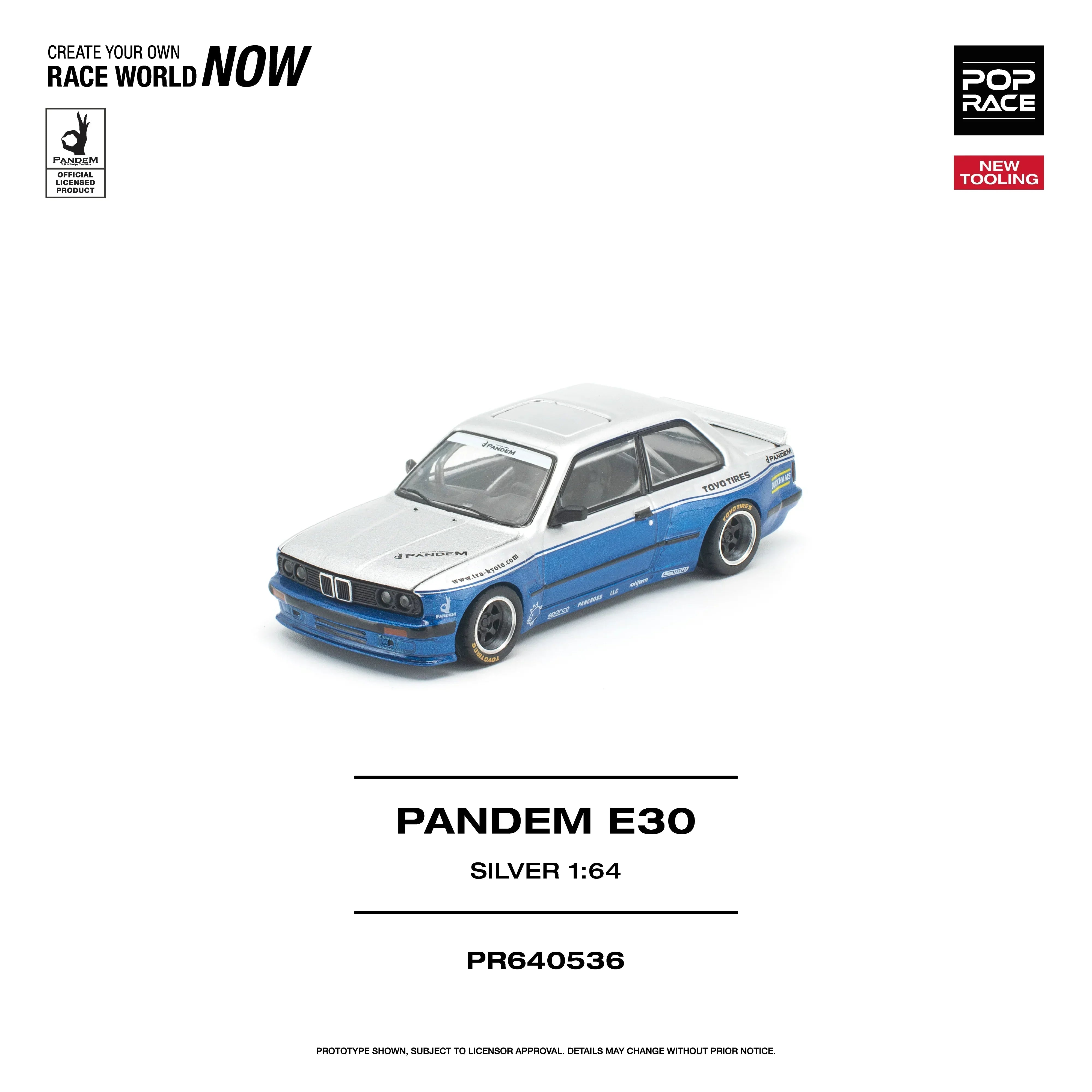 Premium scale diecast model car – *PRE-ORDER* Pandem E30 Opening Engine Hood, 1:64 Scale (Silver) Collectible