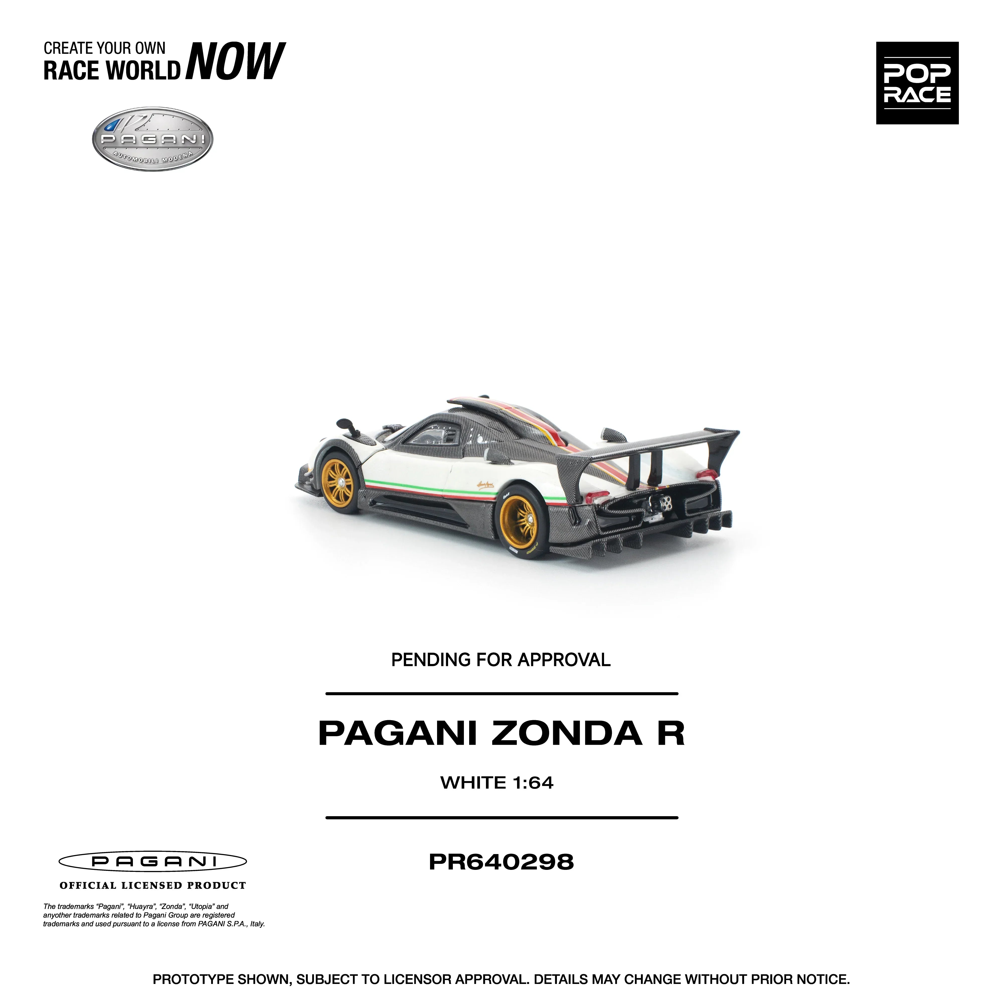 Premium scale diecast model car – *PRE-ORDER* Pagani Zonda R, 1:64 Scale (White) Collectible