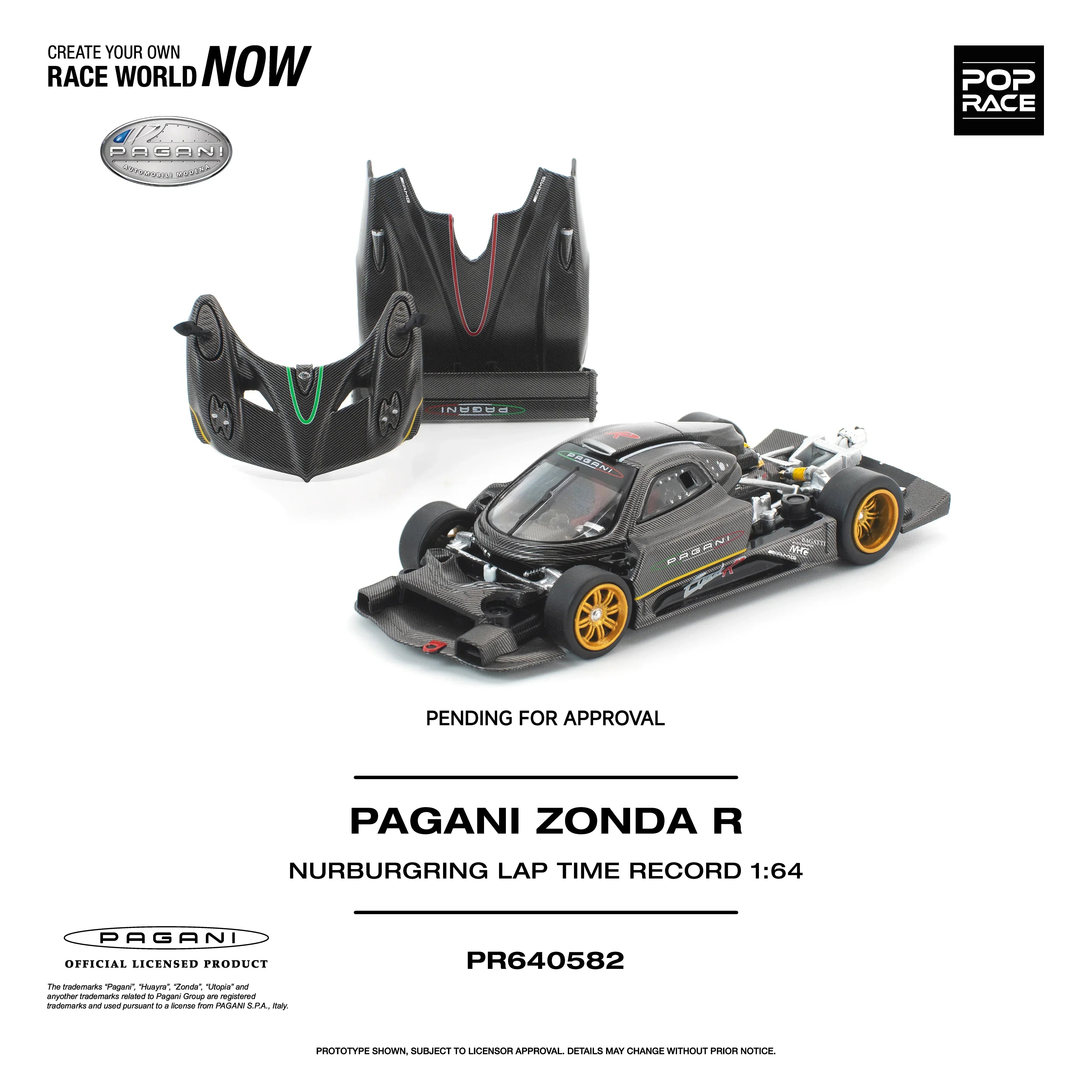 Premium scale diecast model car – *PRE-ORDER* Pagani Zonda R Nurburgring LAP Time Record, 1:64 Scale Collectible