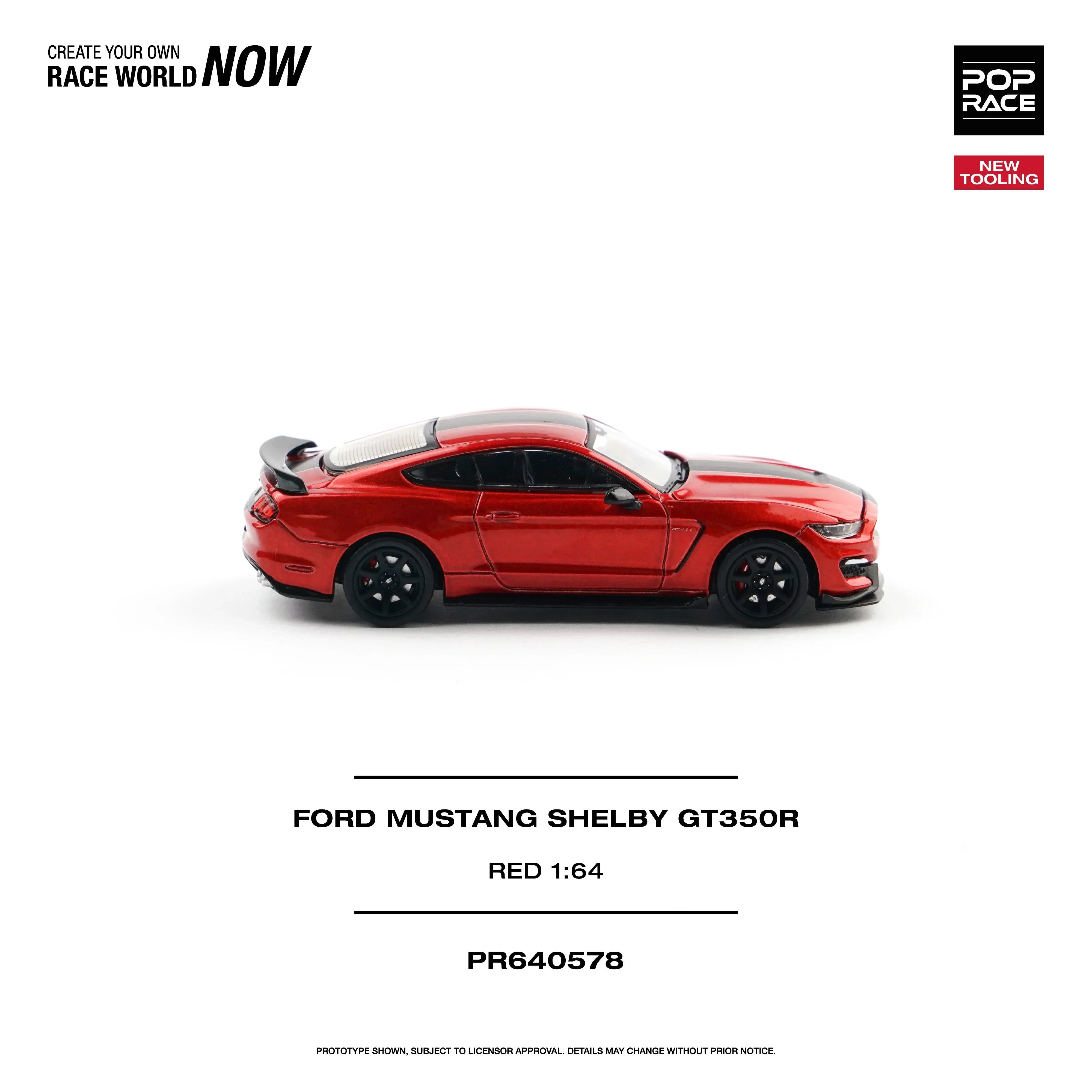 Premium scale diecast model car – *PRE-ORDER* Ford Mustang Shelby GT350R Race, 1:64 Scale (Red) Collectible