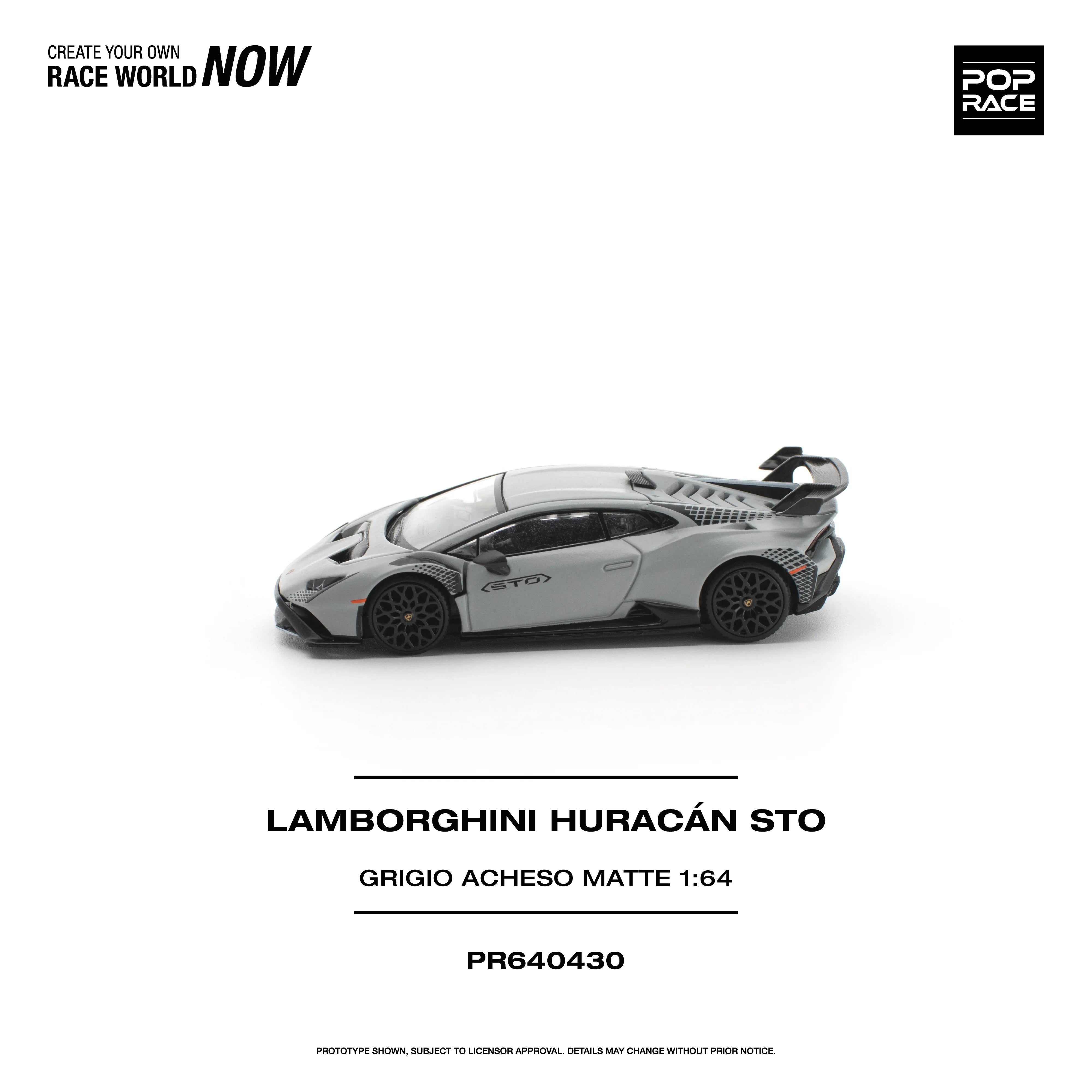 Premium scale diecast model car – *PRE-ORDER* Lamborghini Huracan STO Grigio Acheso, 1:64 Scale (Matte) Collectible