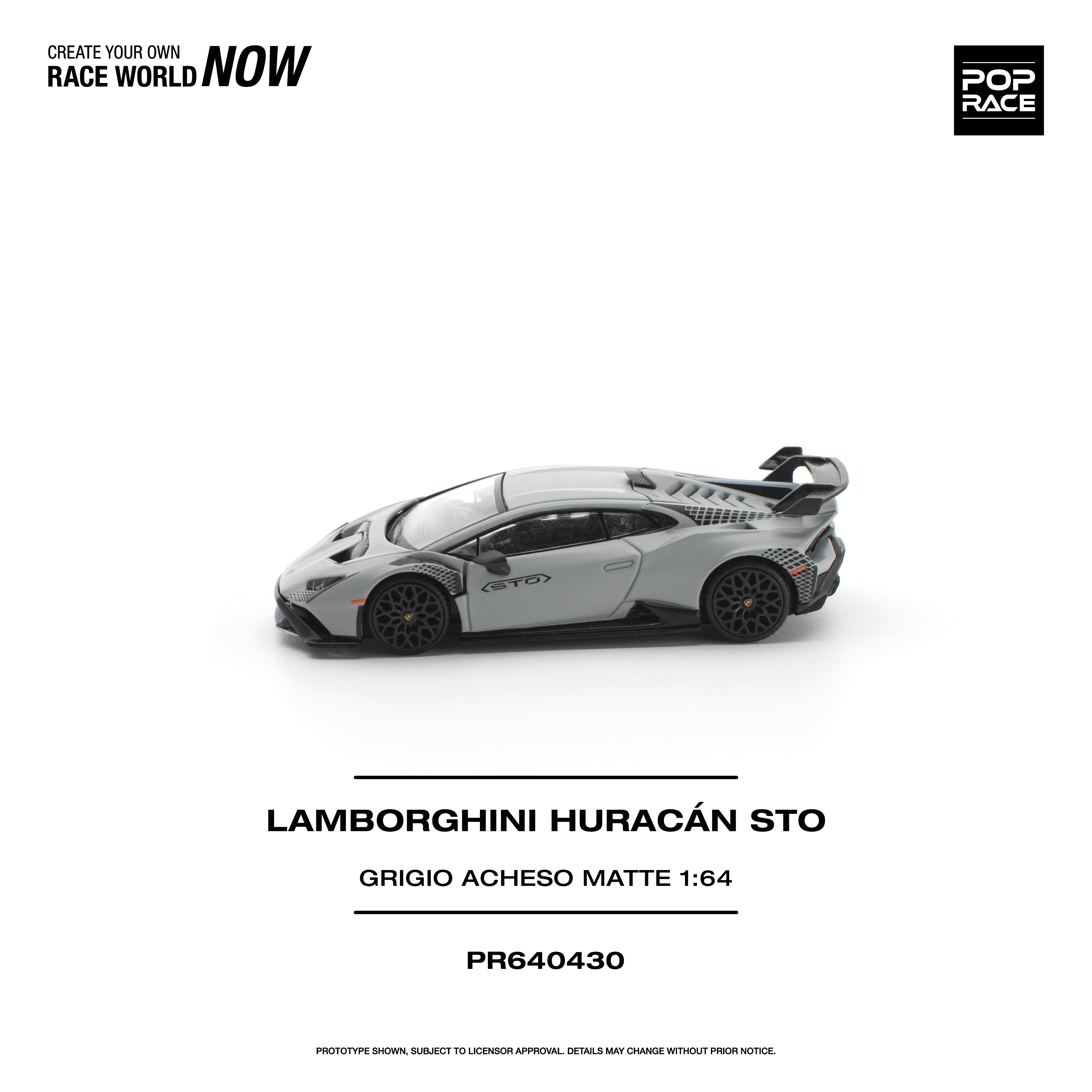 Premium scale diecast model car – *PRE-ORDER* Lamborghini Huracan STO Grigio Acheso, 1:64 Scale (Matte) Collectible