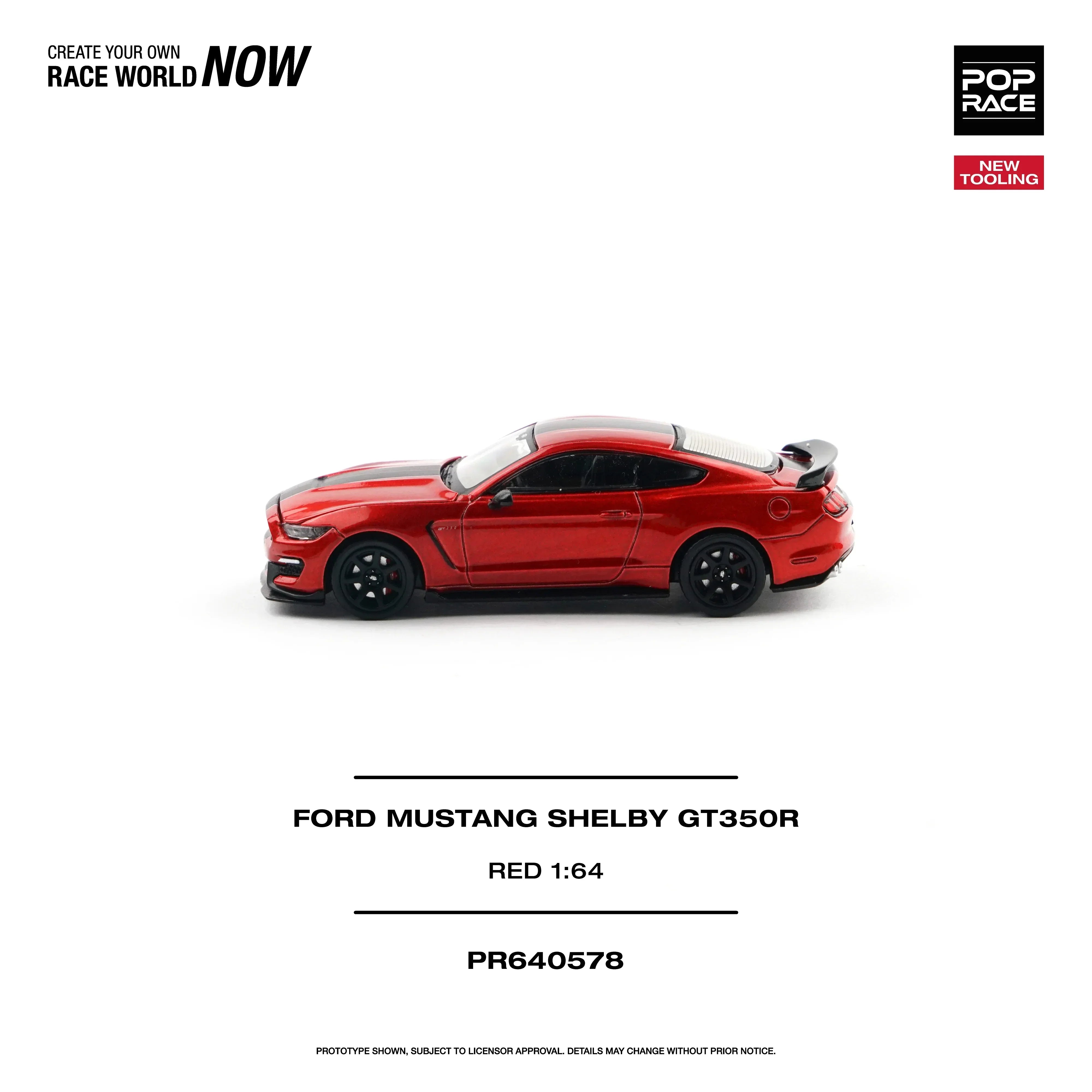 Premium scale diecast model car – *PRE-ORDER* Ford Mustang Shelby GT350R Race, 1:64 Scale (Red) Collectible