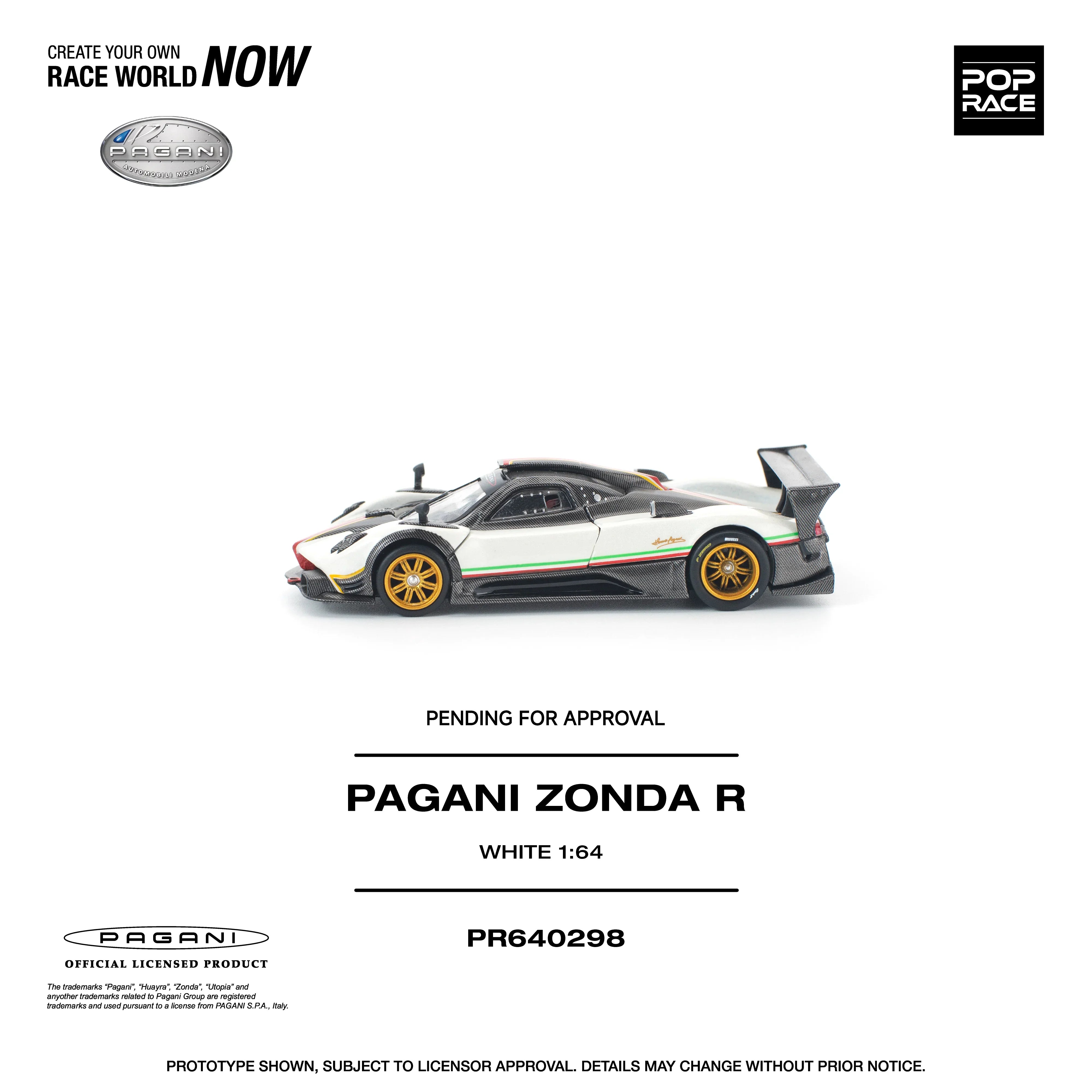 Premium scale diecast model car – *PRE-ORDER* Pagani Zonda R, 1:64 Scale (White) Collectible