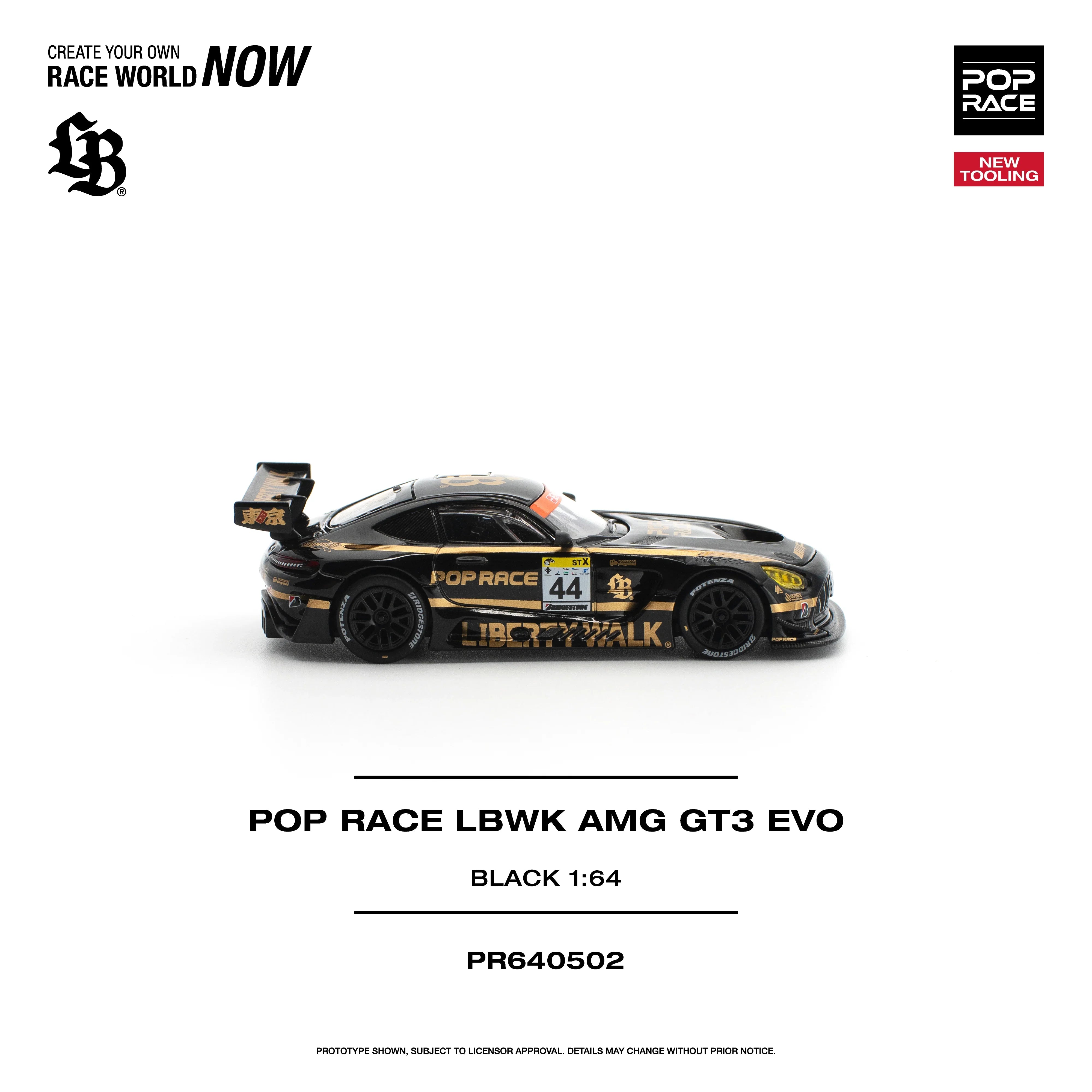 Premium scale diecast model car – *PRE-ORDER* LBWK AMG GT3 EVO, 1:64 Scale (Black) Collectible