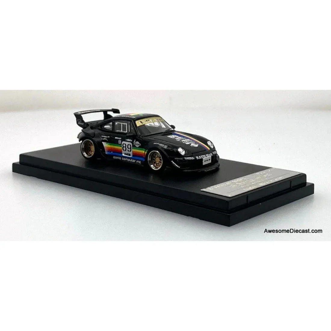 Premium scale diecast model car – Porsche 911 993#89 Racing Sports Model, 1:64 Scale (Matt Black) (Apple Edition Limited to 499) Collectible