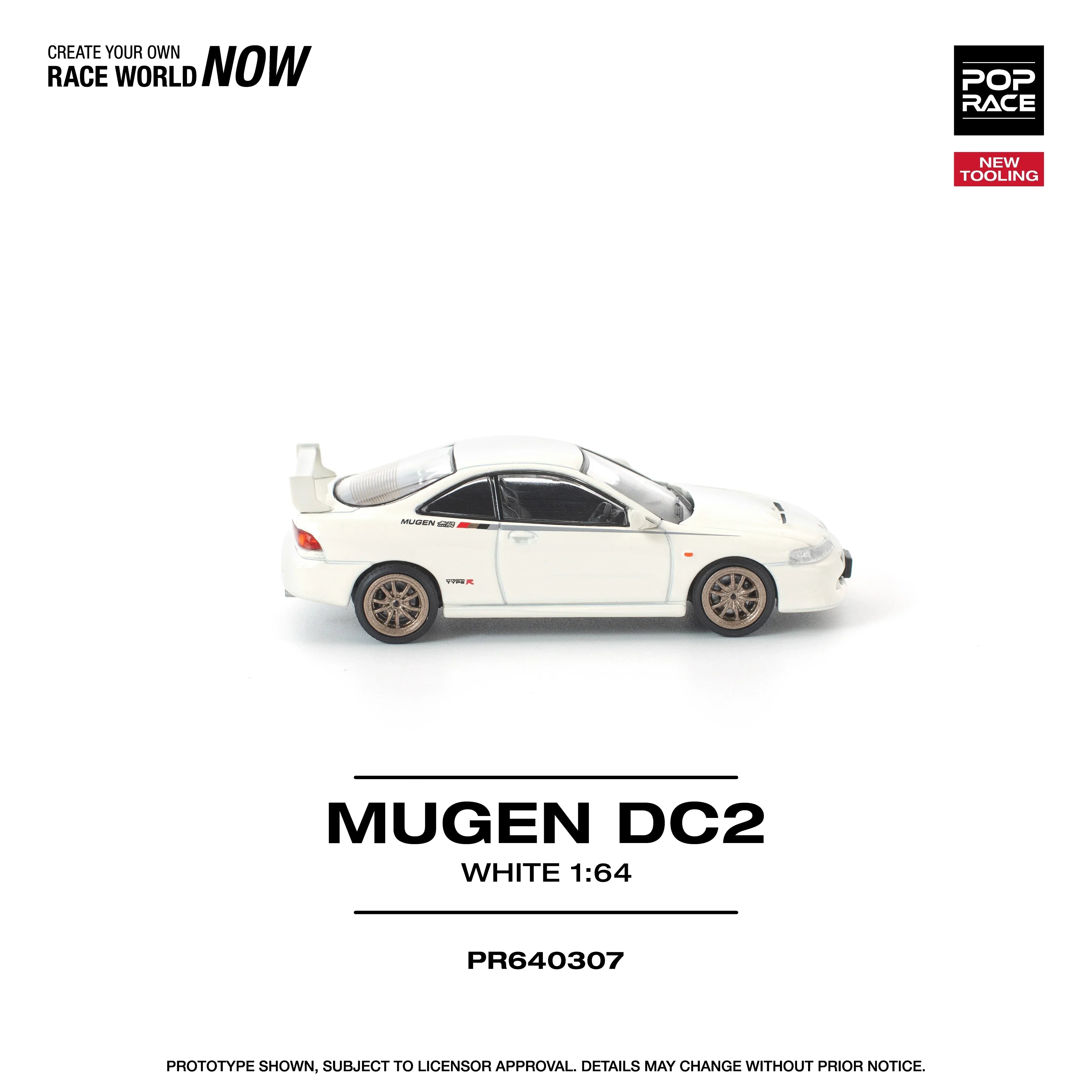 Premium scale diecast model car – *PRE-ORDER* Mugen DC2 New Tooling, 1:64 Scale (White) Collectible