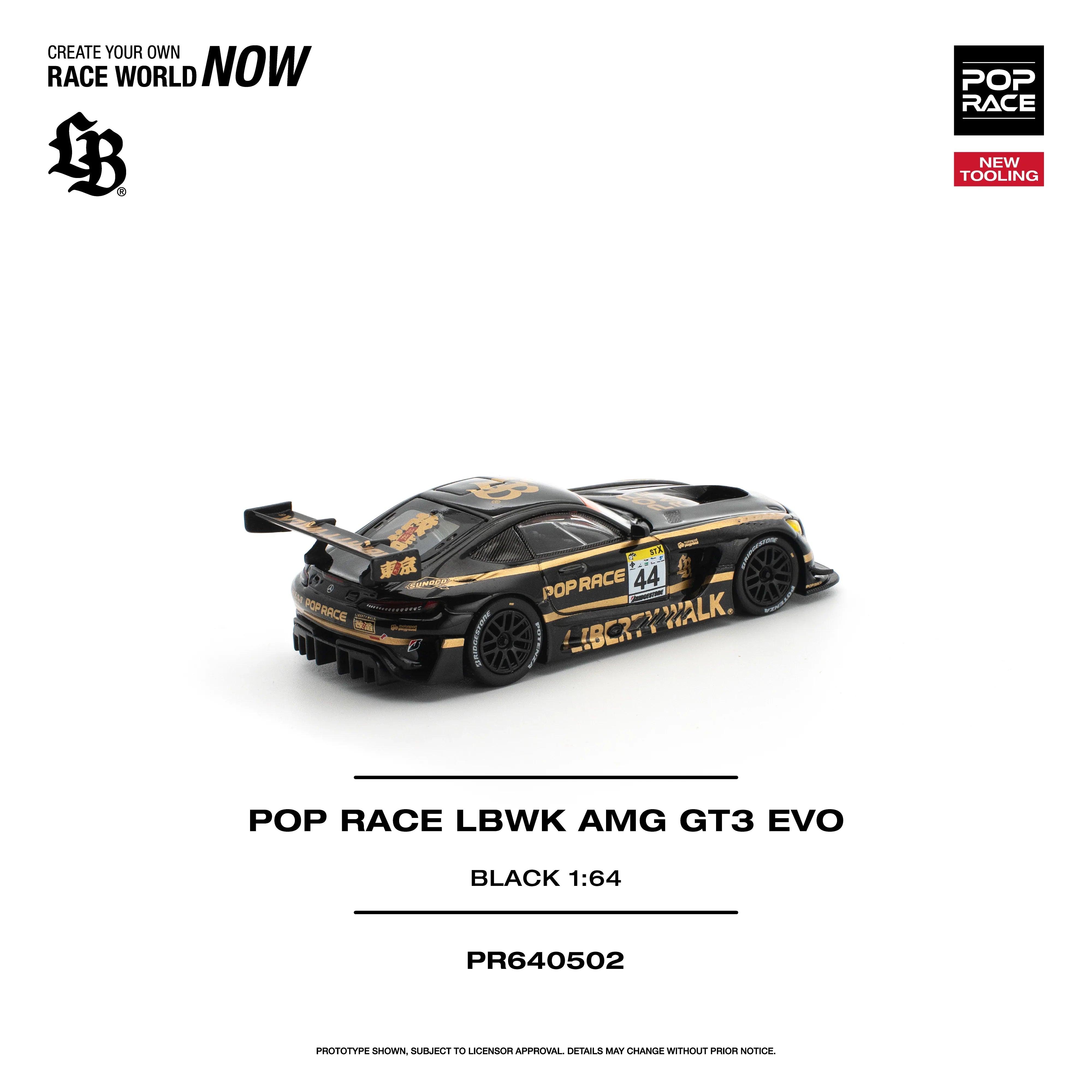 Premium scale diecast model car – *PRE-ORDER* LBWK AMG GT3 EVO, 1:64 Scale (Black) Collectible