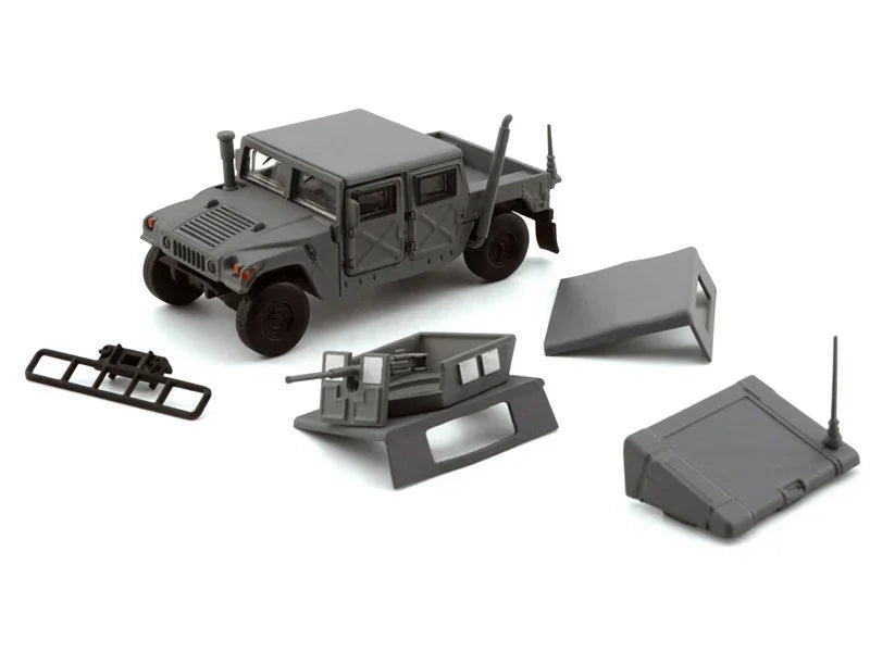 Premium scale diecast model car – Humvee 4-CT with Stand Plate, 1:64 Scale (Matte Dark Gray) Collectible