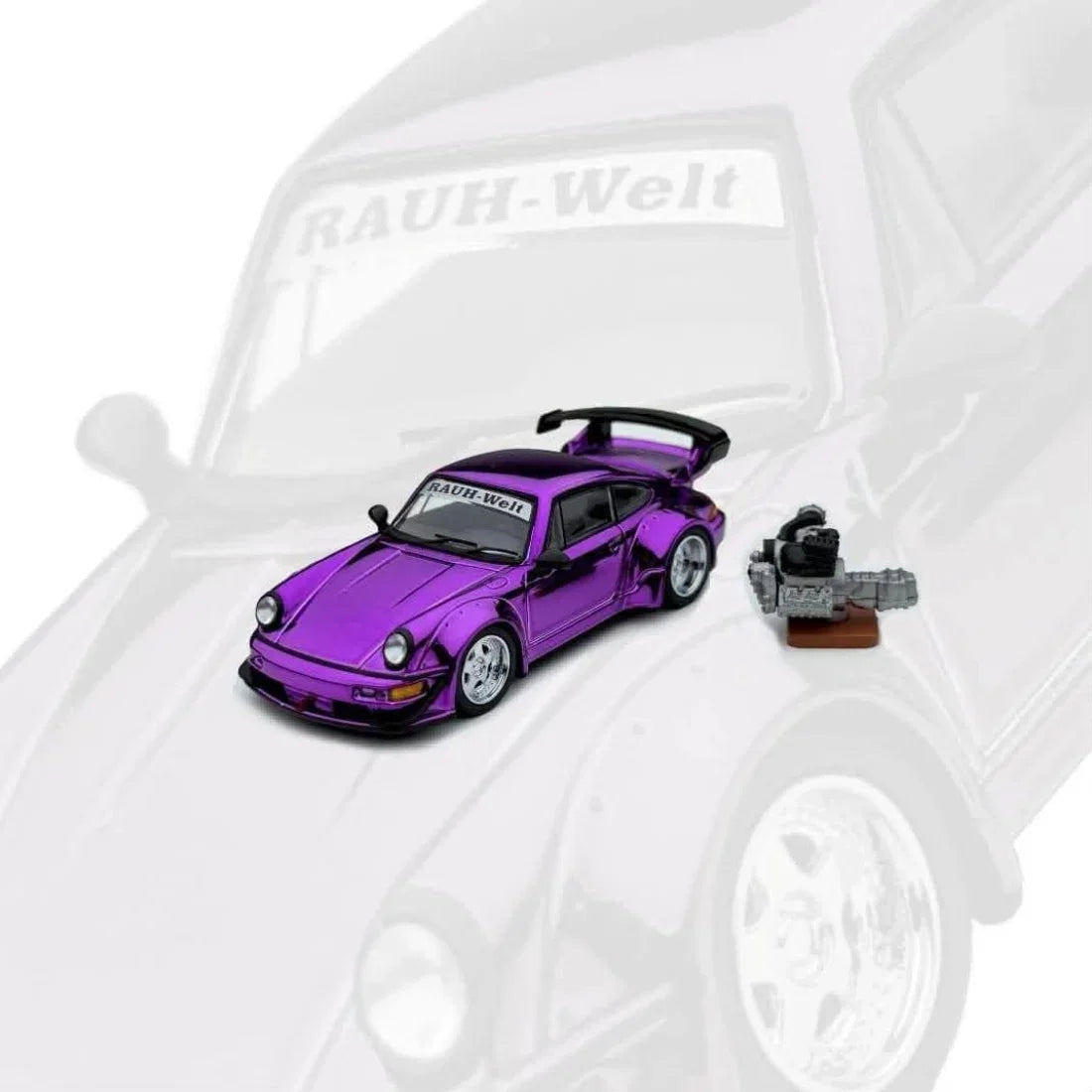 *Pre-Order* Porsche RWB with Display Engine DZ P, 1:64 Scale (Purple Chrome)