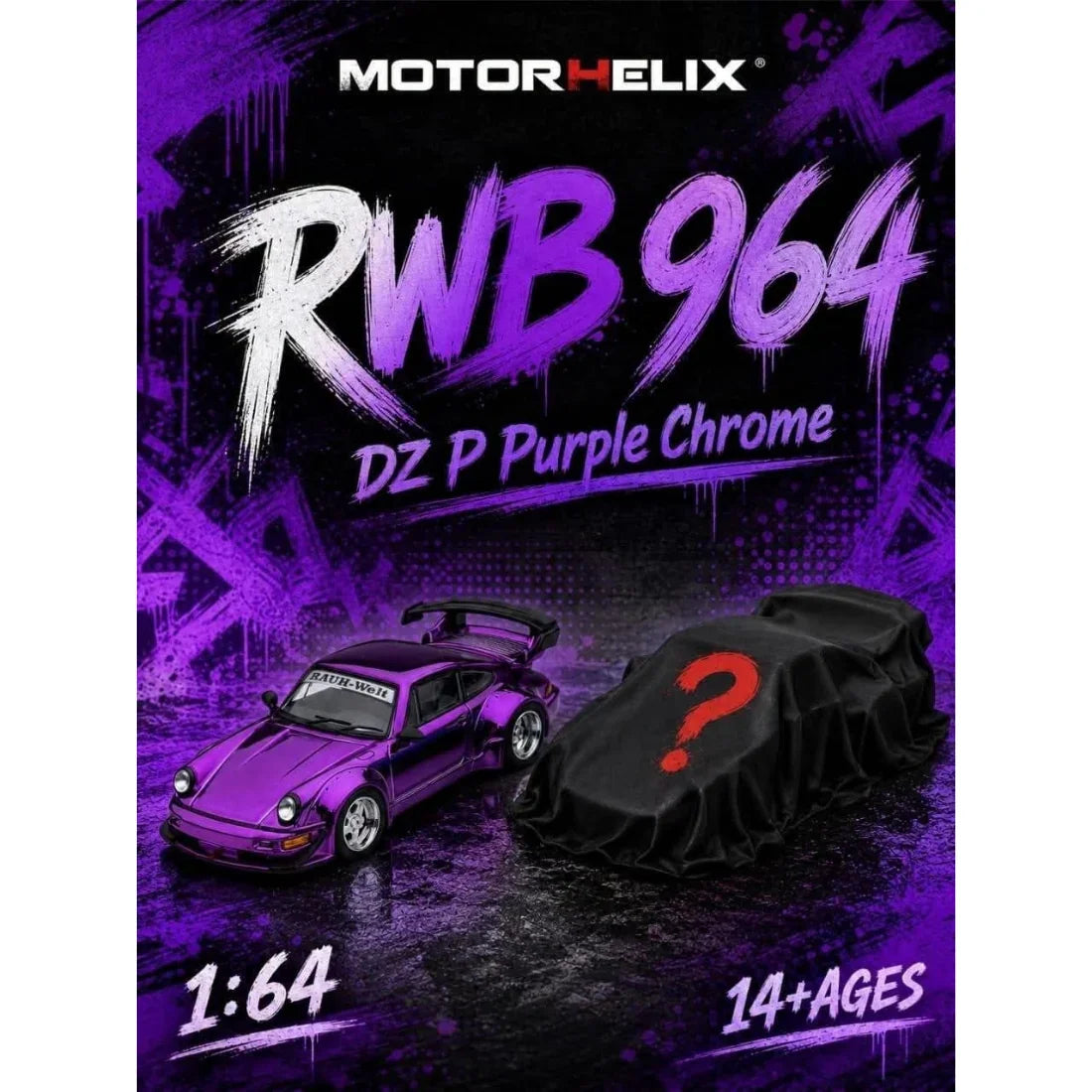 *Pre-Order* Porsche RWB with Display Engine DZ P, 1:64 Scale (Purple Chrome)