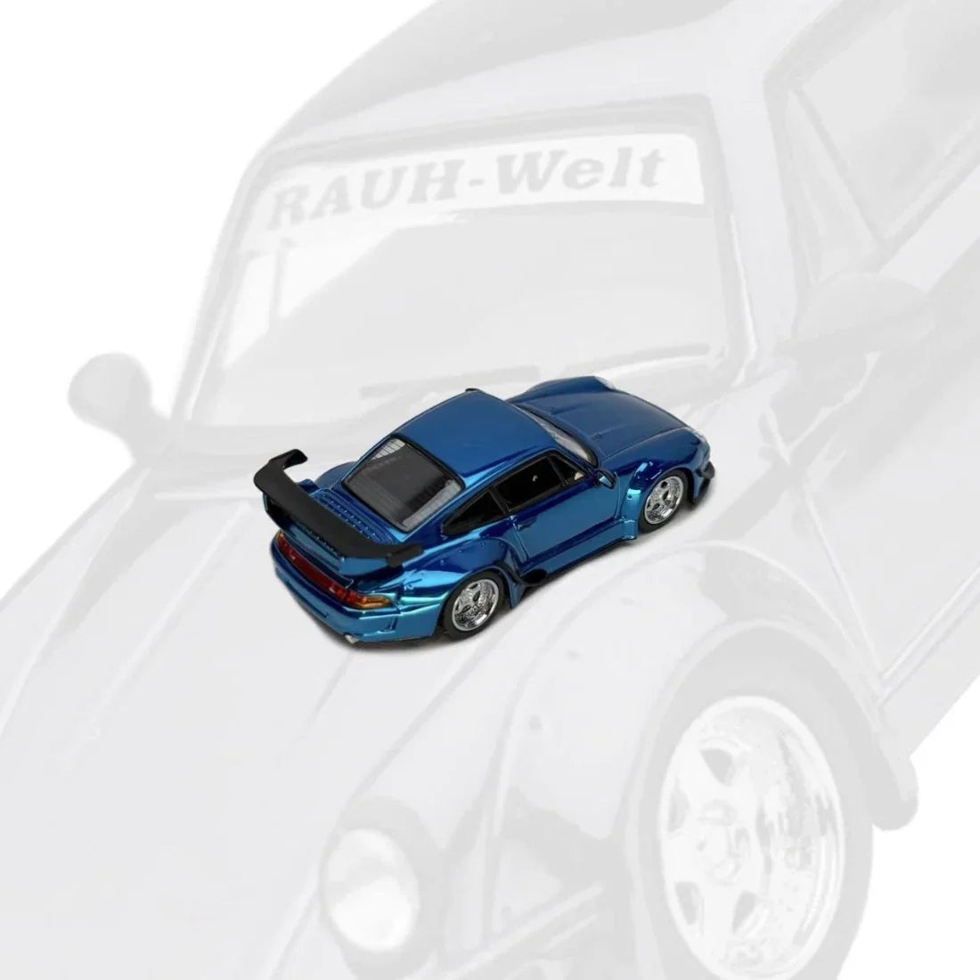 *Pre-Order* Porsche RWB with Display Engine DZ P, 1:64 Scale (Blue Chrome)