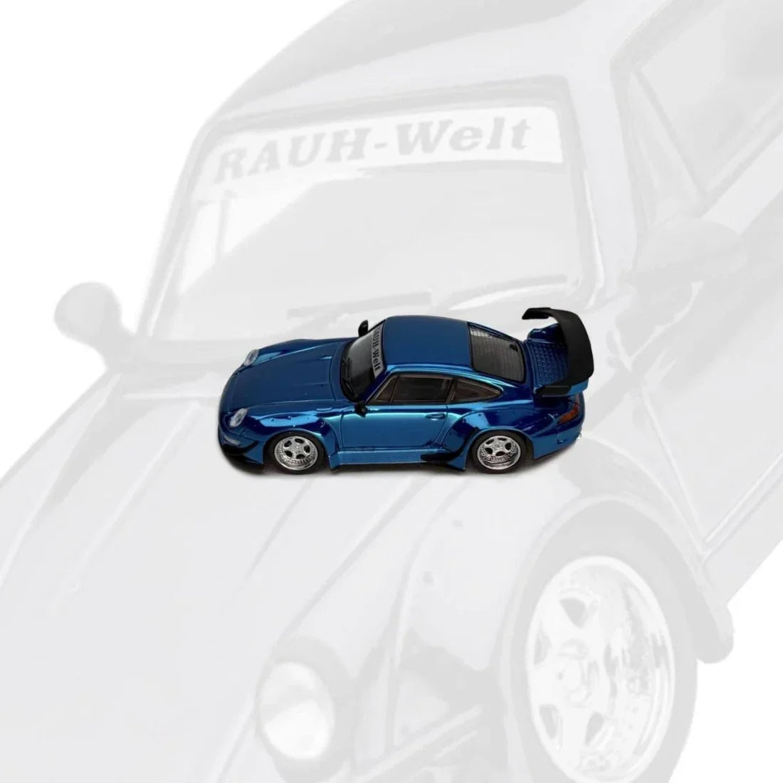 *Pre-Order* Porsche RWB with Display Engine DZ P, 1:64 Scale (Blue Chrome)