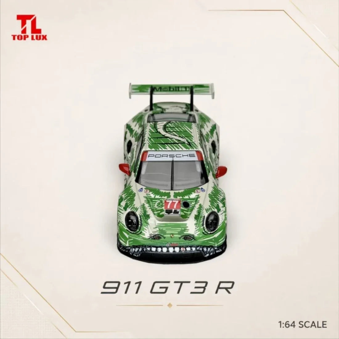 *PRE-ORDER* Porsche 911 GT3 R #77 Livery Jungle Camo, 1:64 Scale (Green)
