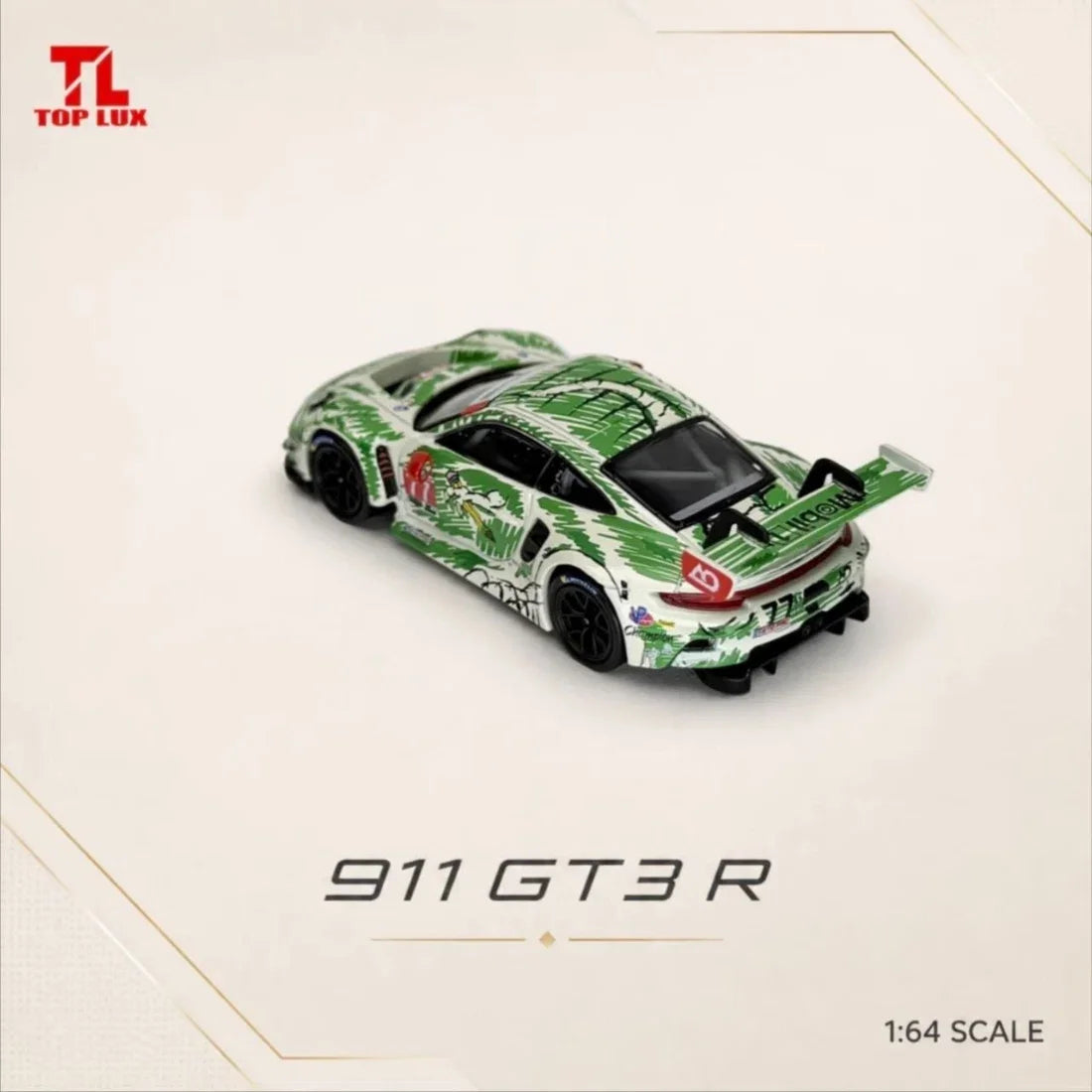 *PRE-ORDER* Porsche 911 GT3 R #77 Livery Jungle Camo, 1:64 Scale (Green)