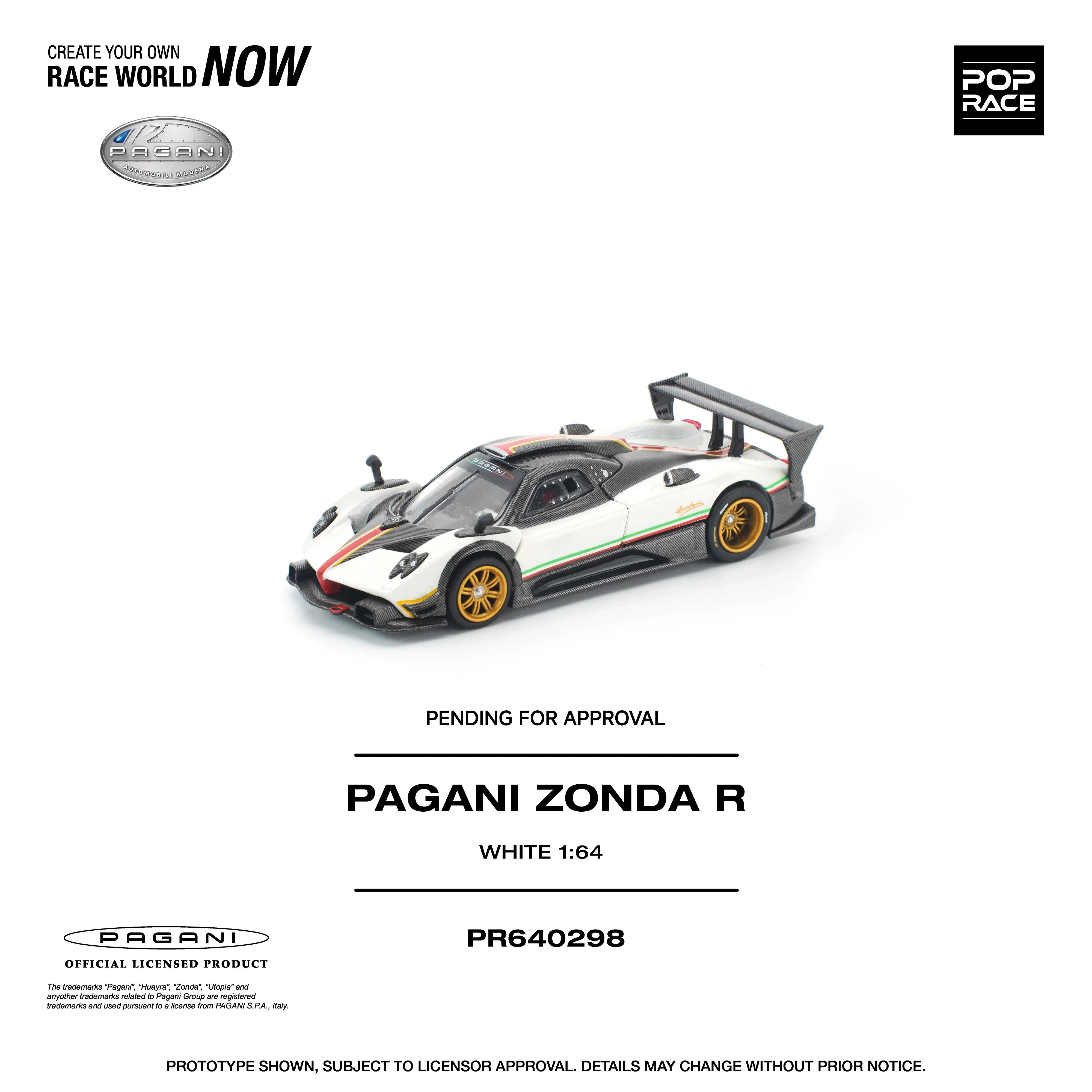 Premium scale diecast model car – *PRE-ORDER* Pagani Zonda R, 1:64 Scale (White) Collectible