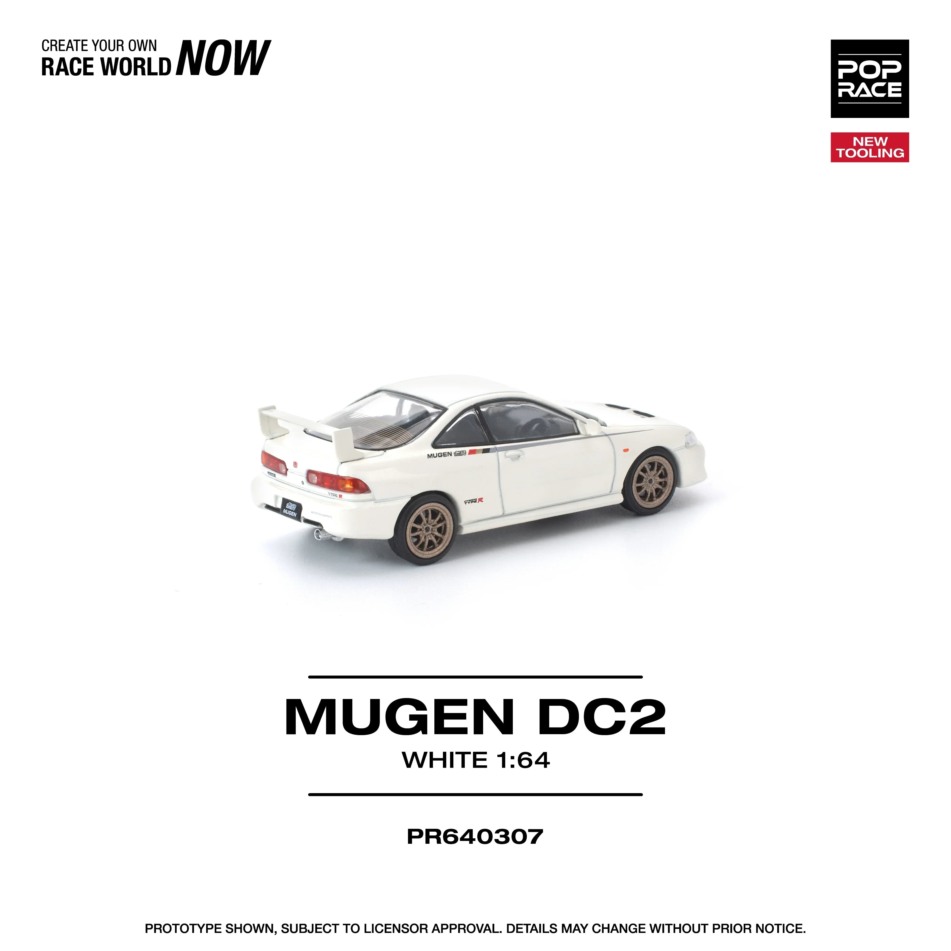 Premium scale diecast model car – *PRE-ORDER* Mugen DC2 New Tooling, 1:64 Scale (White) Collectible