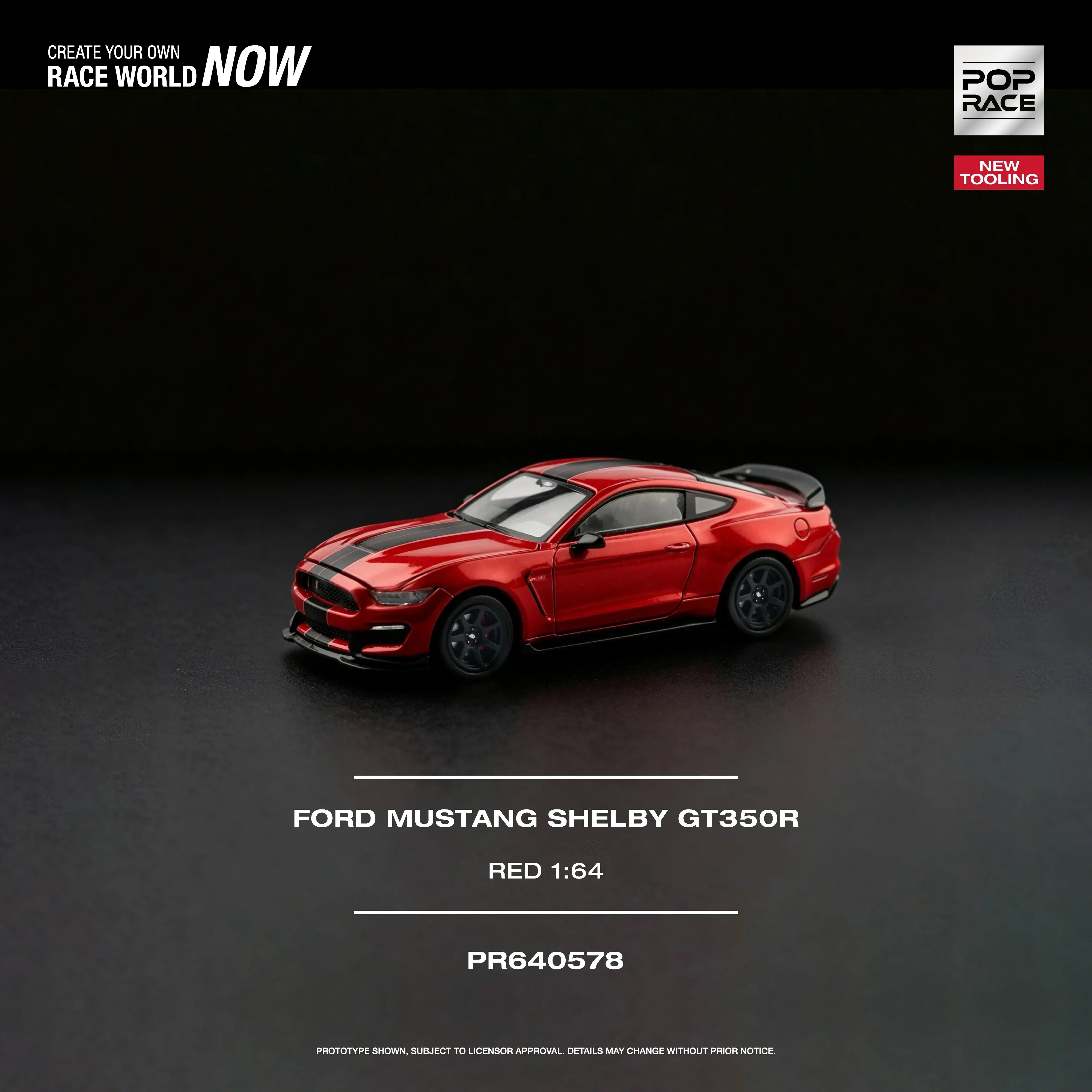Premium scale diecast model car – *PRE-ORDER* Ford Mustang Shelby GT350R Race, 1:64 Scale (Red) Collectible