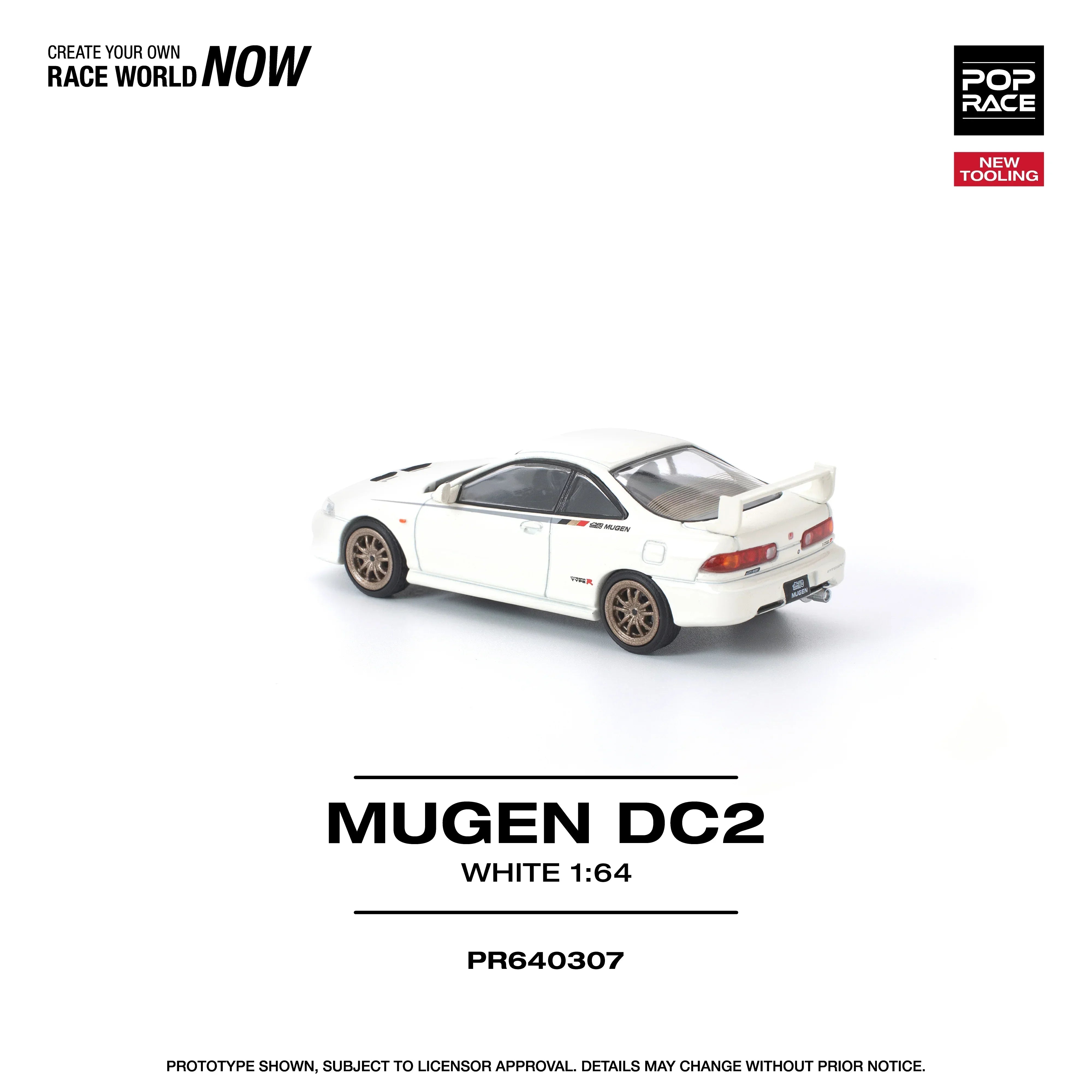 Premium scale diecast model car – *PRE-ORDER* Mugen DC2 New Tooling, 1:64 Scale (White) Collectible