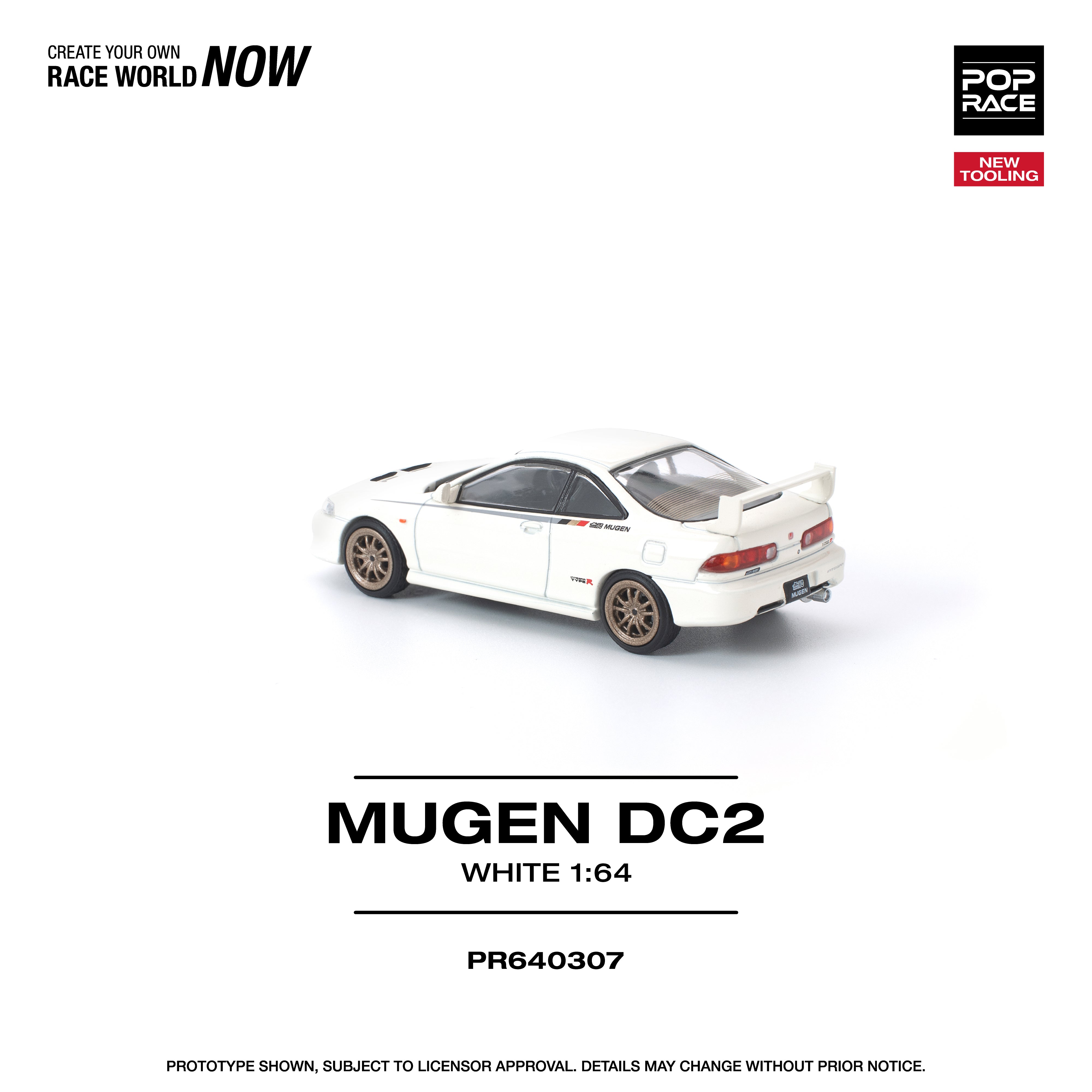 Premium scale diecast model car – *PRE-ORDER* Mugen DC2 New Tooling, 1:64 Scale (White) Collectible