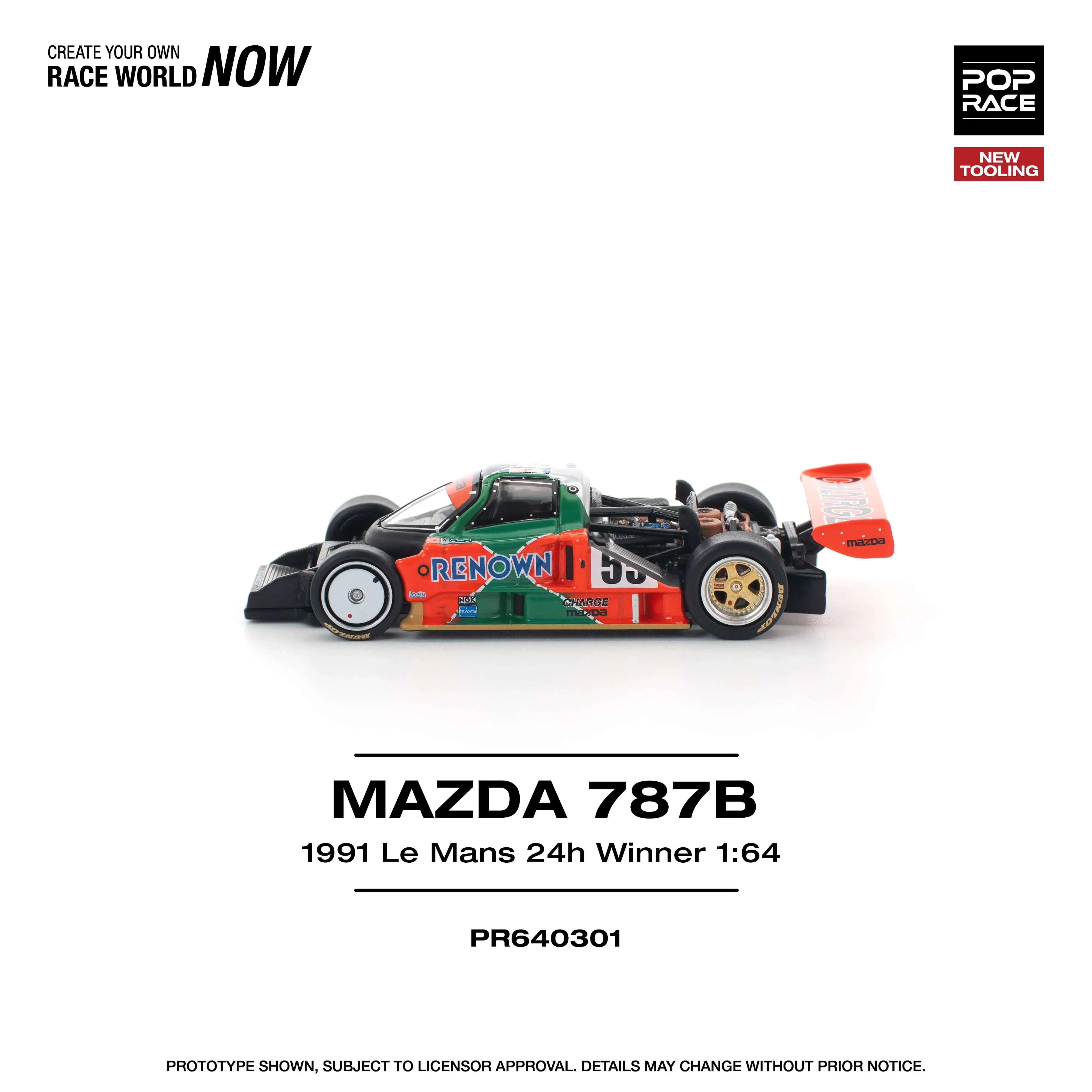 Premium scale diecast model car – Mazda 787B Le Mans 1991, 1:64 Scale (Black) Collectible