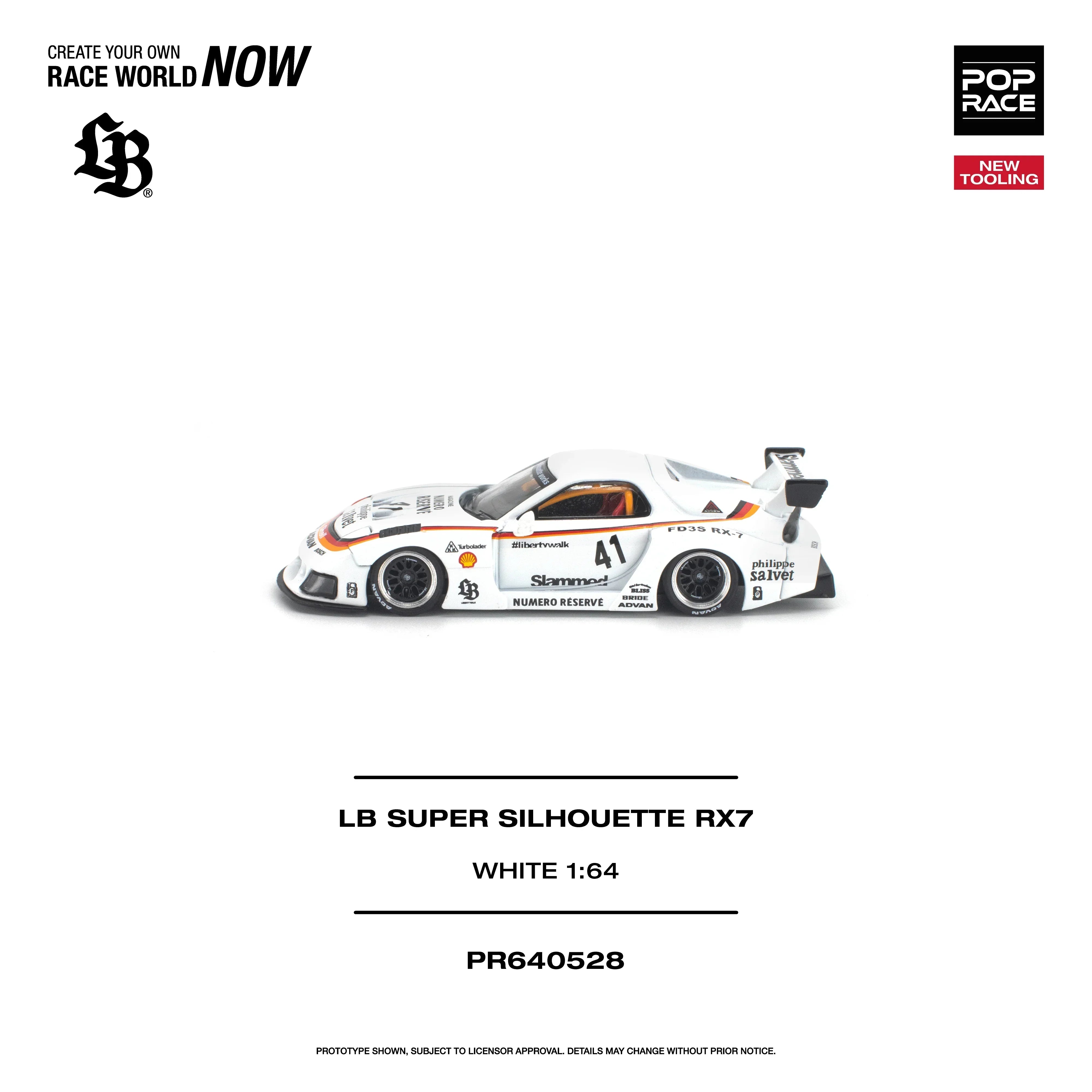 Premium scale diecast model car – *PRE-ORDER* LB Super Silhouette RX7 (FD3S), 1:64 Scale (White) Collectible
