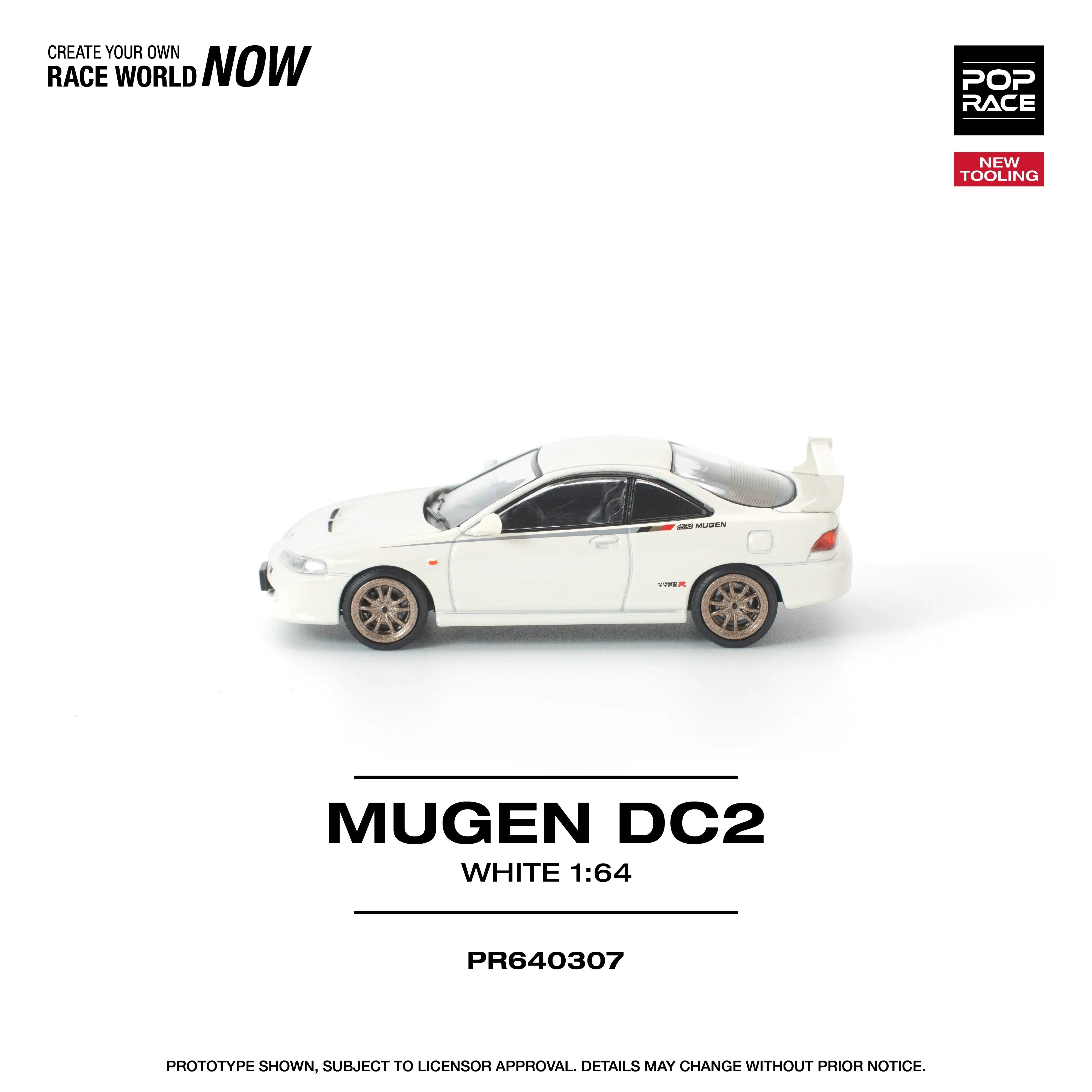 Premium scale diecast model car – *PRE-ORDER* Mugen DC2 New Tooling, 1:64 Scale (White) Collectible