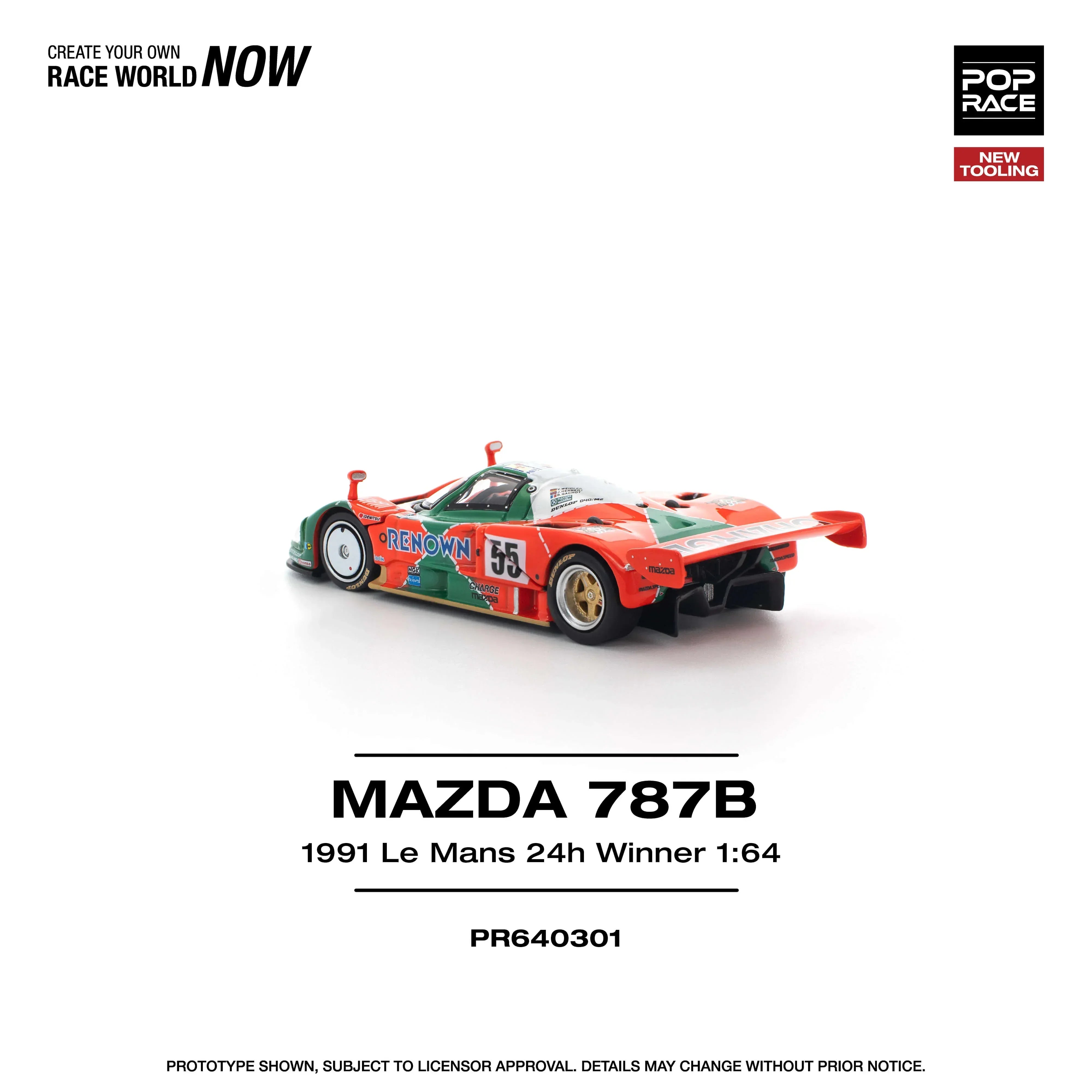 Premium scale diecast model car – Mazda 787B Le Mans 1991, 1:64 Scale (Black) Collectible