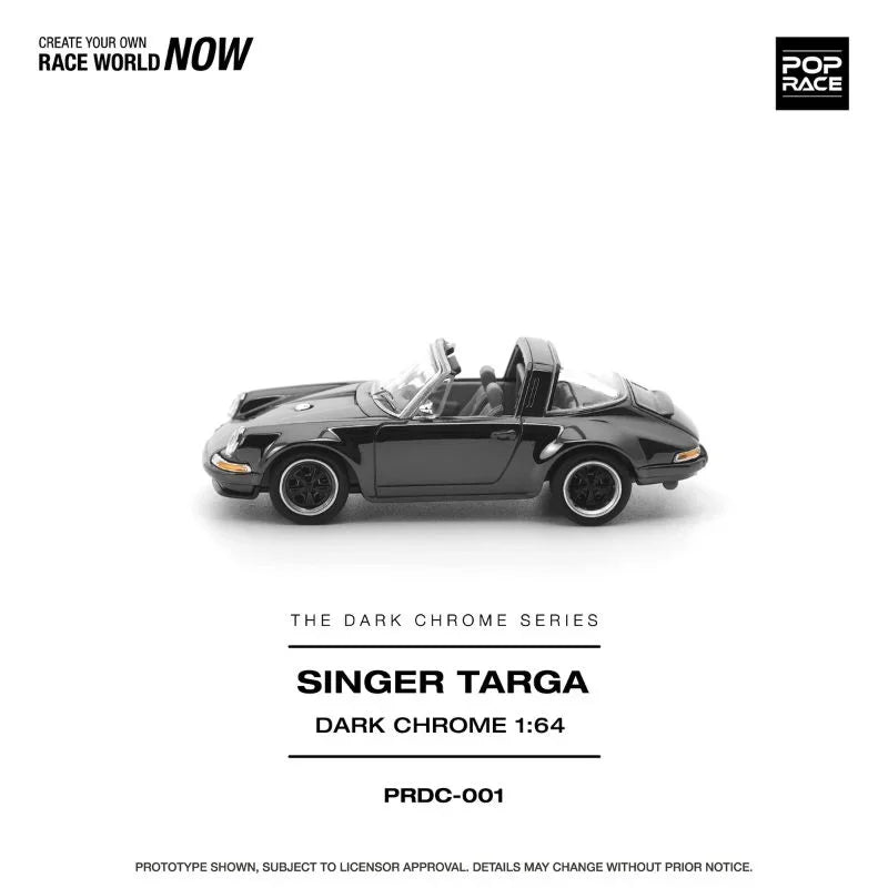 Premium scale diecast model car – Porsche Singer Targa, 1:64 Scale (Dark Chrome Edition) Collectible
