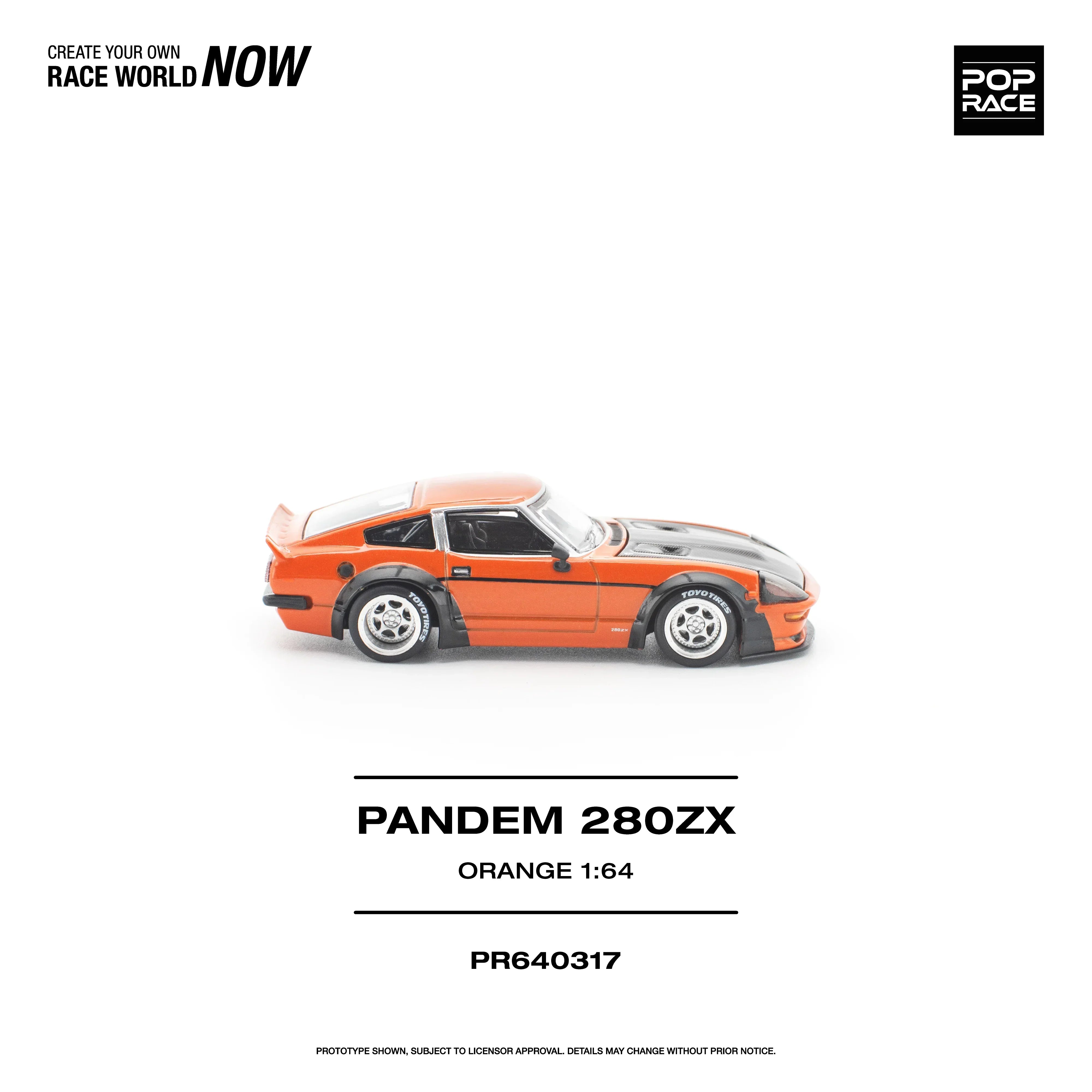 Premium scale diecast model car – *PRE-ORDER* Pandem 280ZX, 1:64 Scale (Orange) Collectible