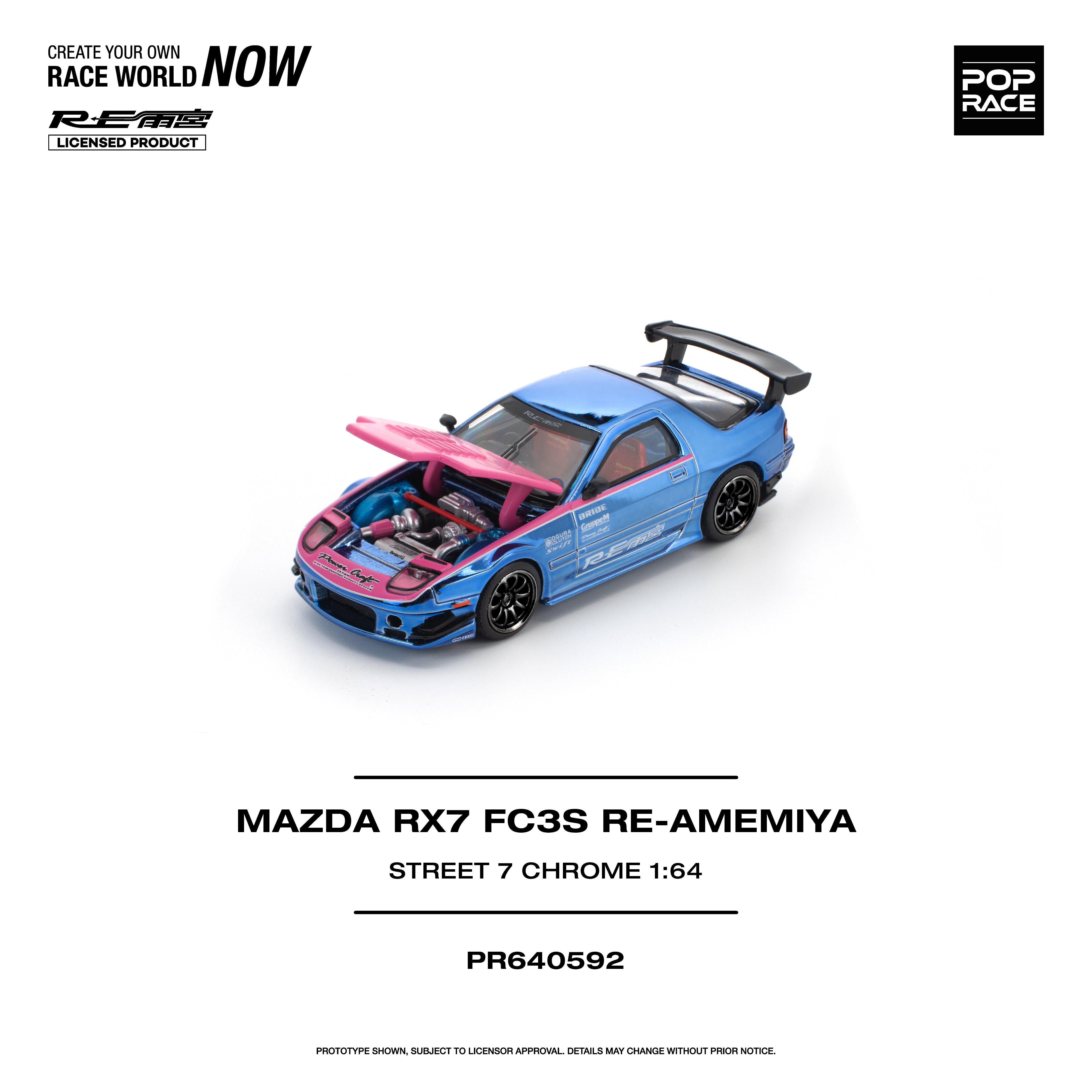 *PRE-ORDER* Mazda RX7 (FC3S) RE-AMEMIYA STREET7 CHROME, 1:64 Scale
