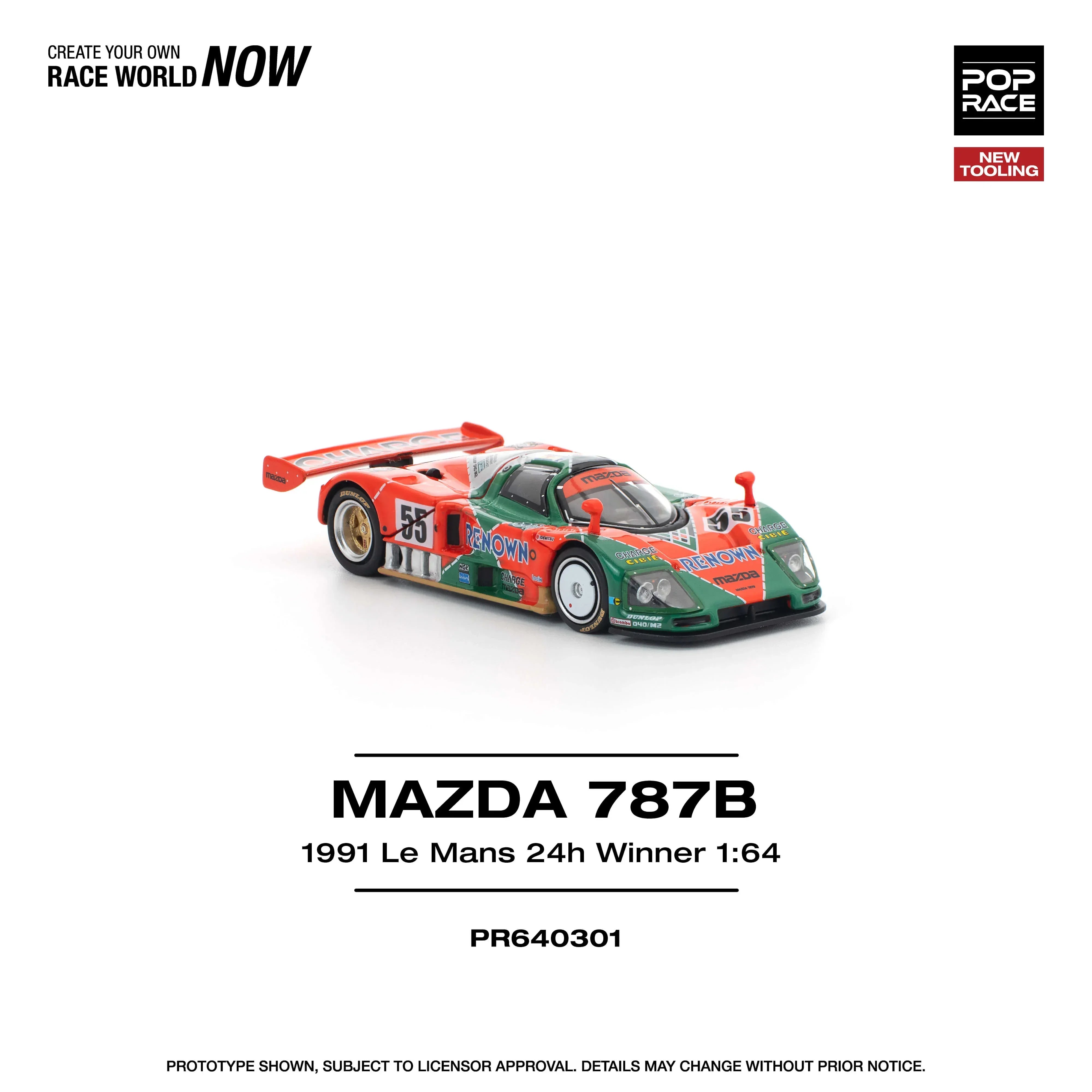 Premium scale diecast model car – Mazda 787B Le Mans 1991, 1:64 Scale (Black) Collectible