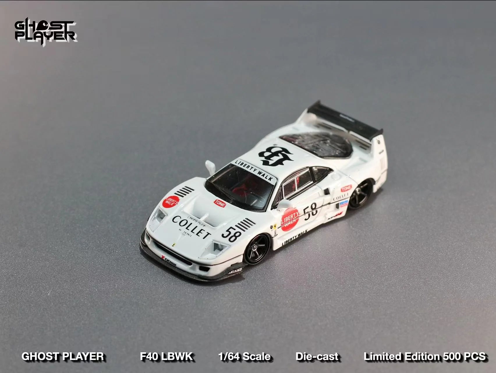 LBWK Ferrari F40 #58, (Limited to 499) 1:64 Scale (White)