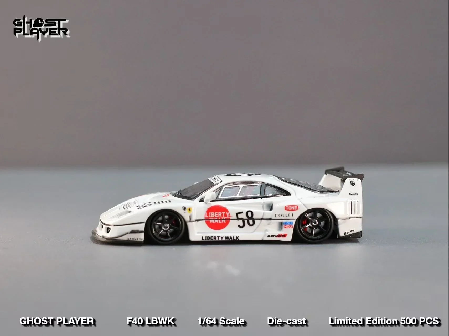Premium scale diecast model car – LBWK Ferrari F40 #58, (Limited to 499) 1:64 Scale (White) Collectible