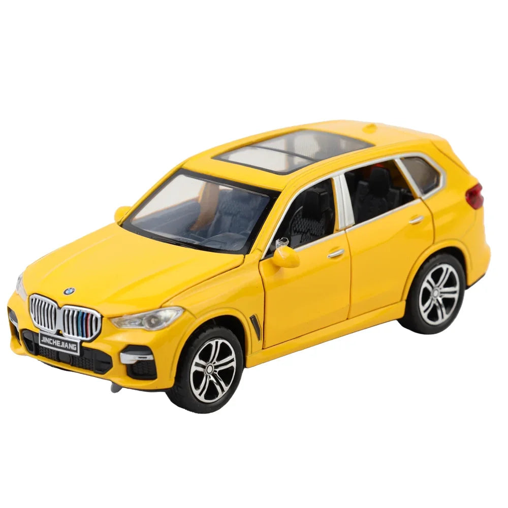 Premium scale diecast model car – BMW X5 - Light, Sound with Openable Doors, 1:32 Scale (Yellow) Collectible