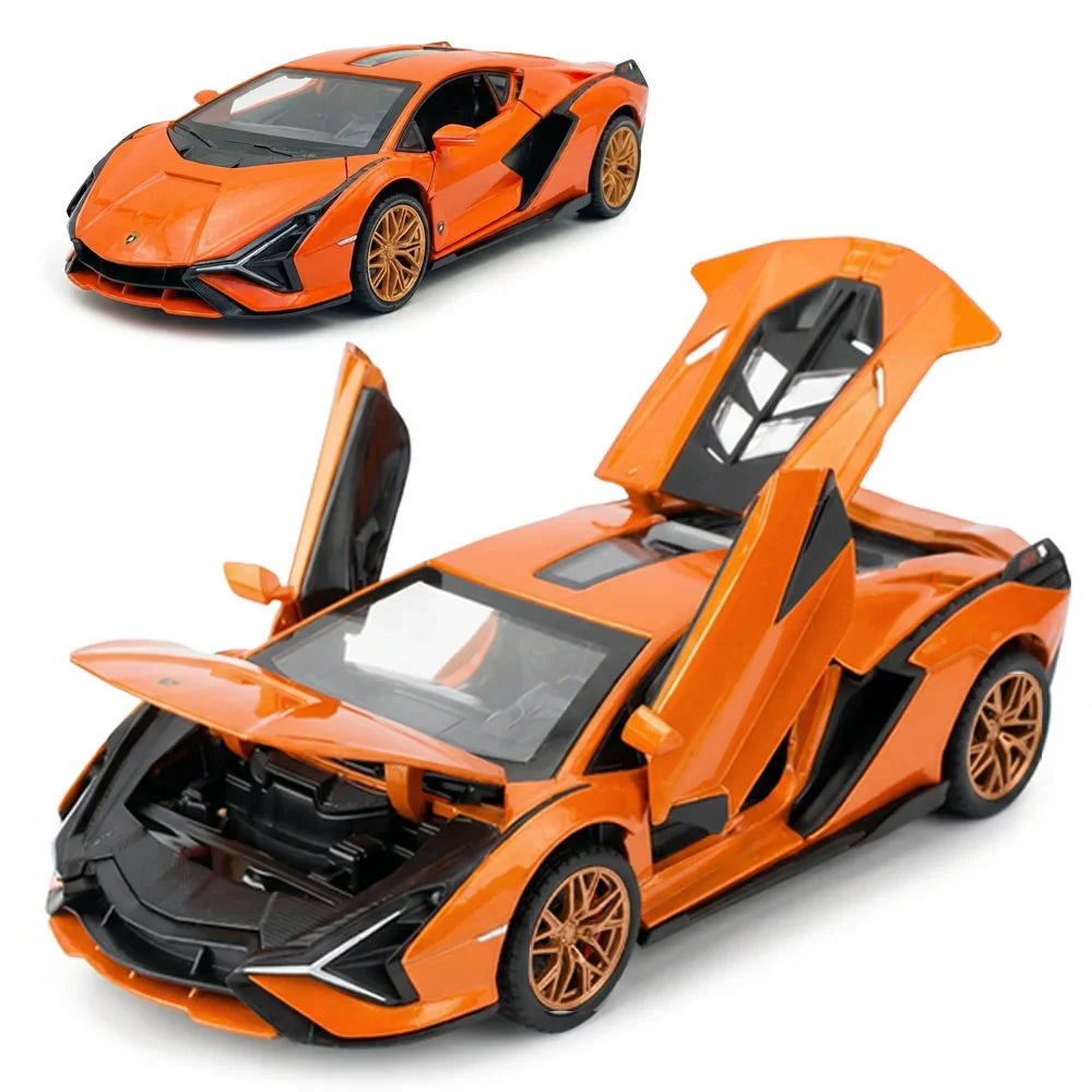 Premium scale diecast model car – Lamborghini - Light, Sound with Openable Doors, 1:24 Scale (Orange) Collectible