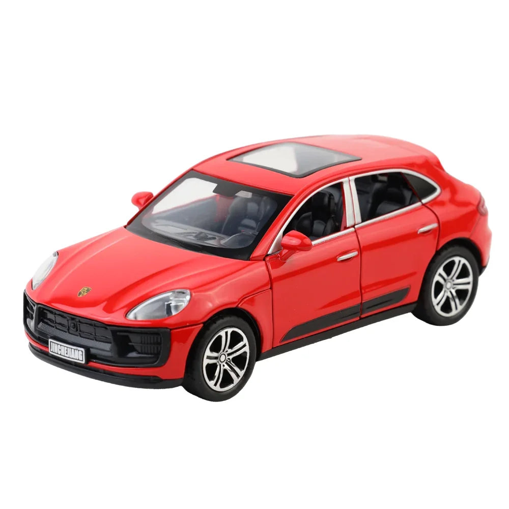 Premium scale diecast model car – Porsche Macan - Light, Sound with Openable Doors, 1:32 Scale (Red) Collectible
